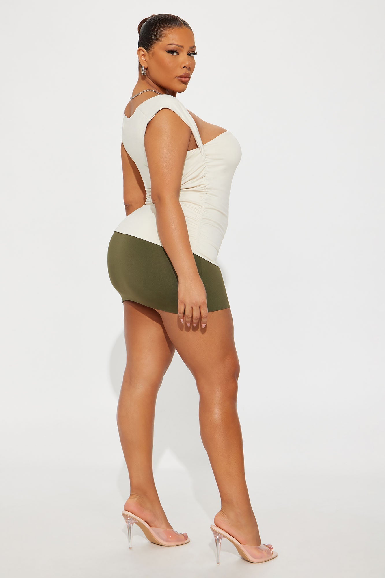Contour Double Lined Straight Neck Tank Top - Bone