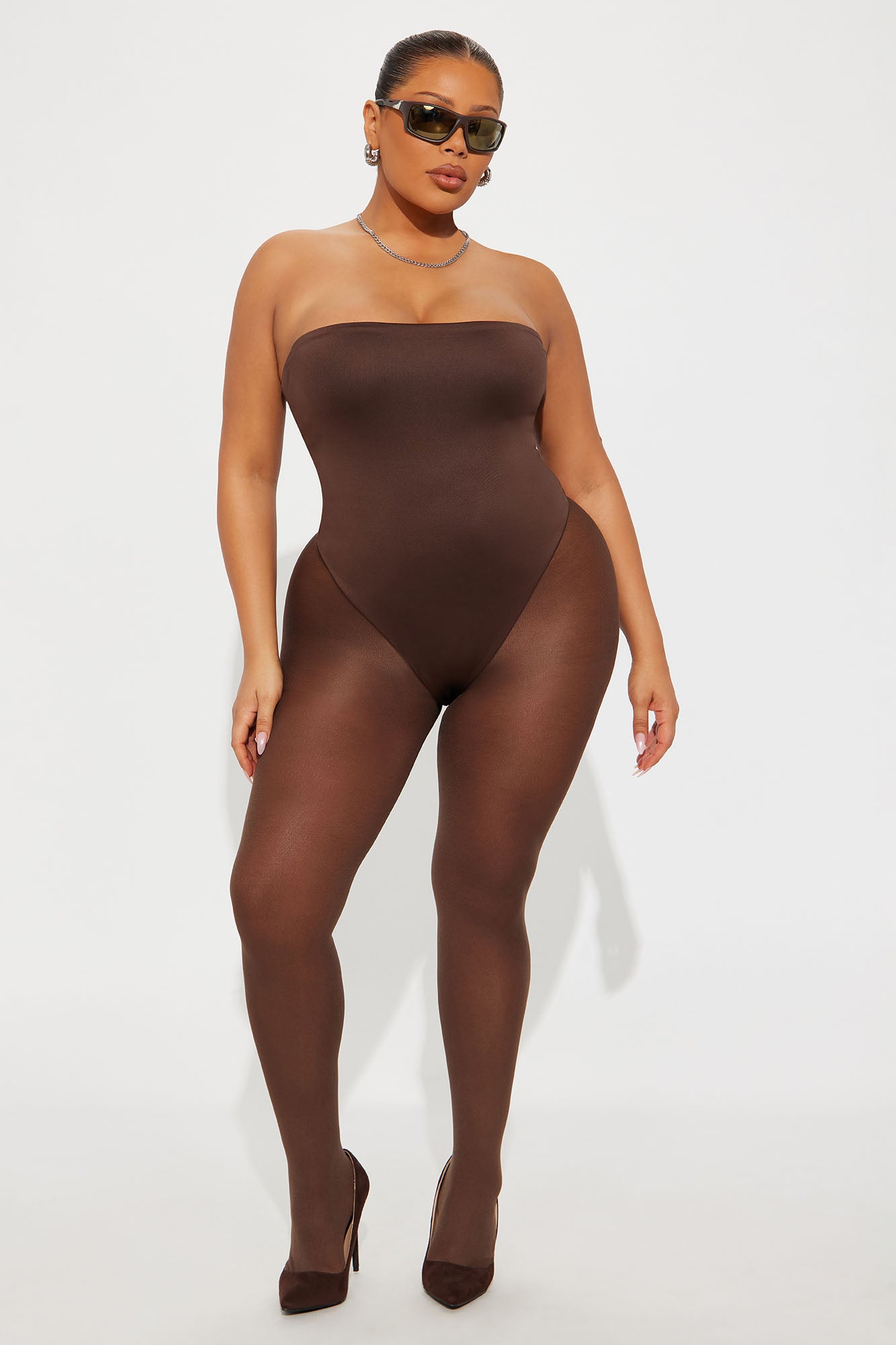 Contour Double Lined Strapless Bodysuit - Chocolate