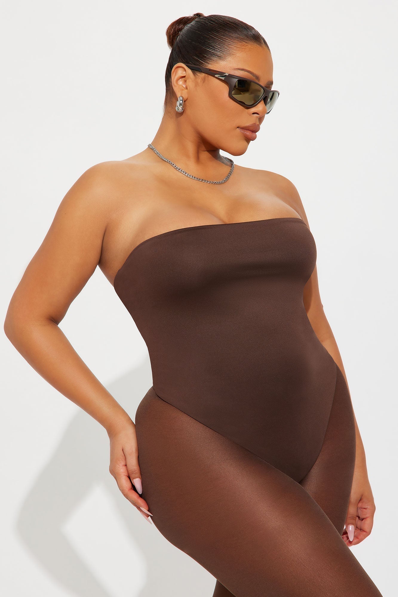 Contour Double Lined Strapless Bodysuit - Chocolate