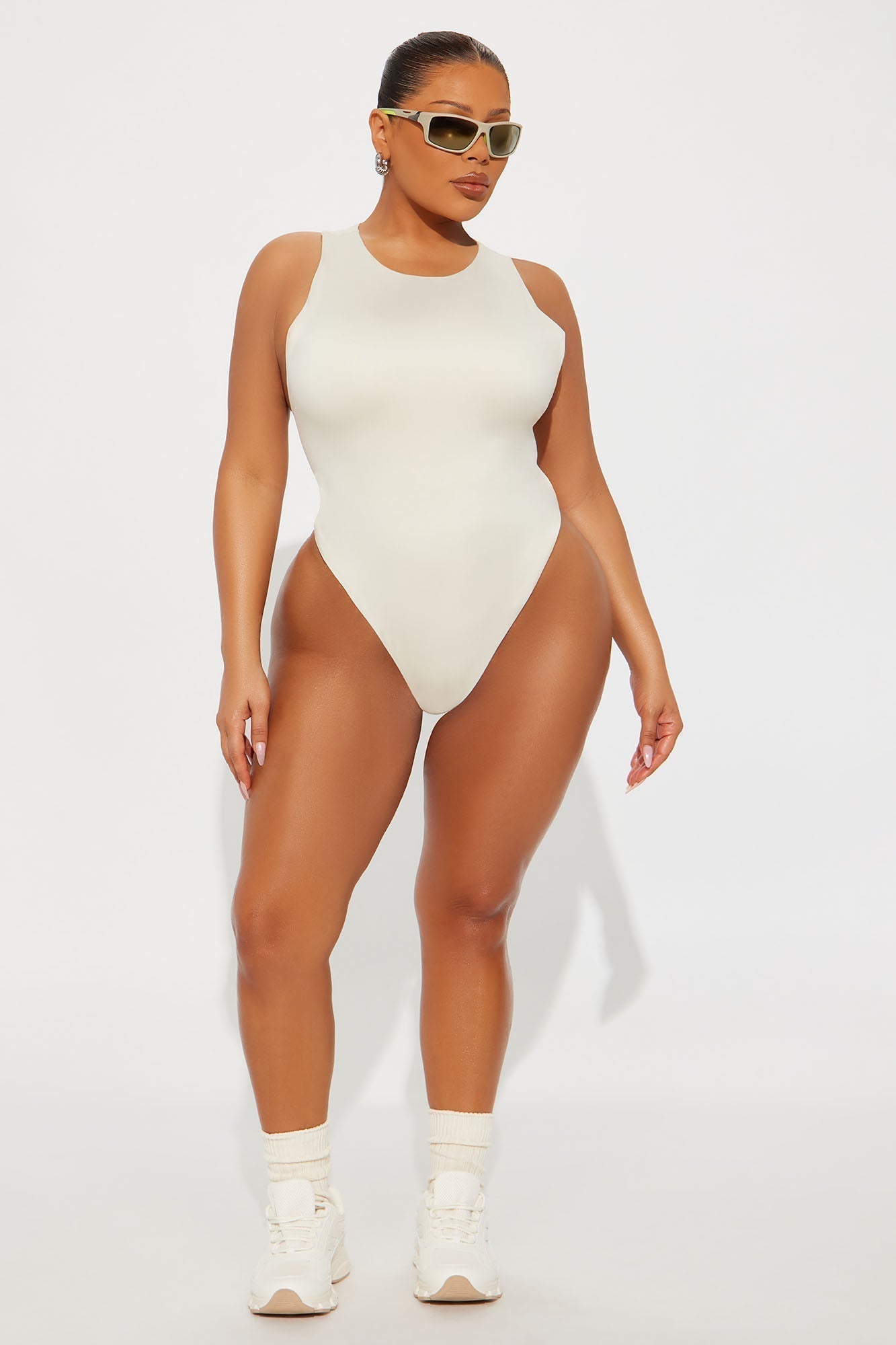Contour Double Lined Scoop Neck Bodysuit - Bone