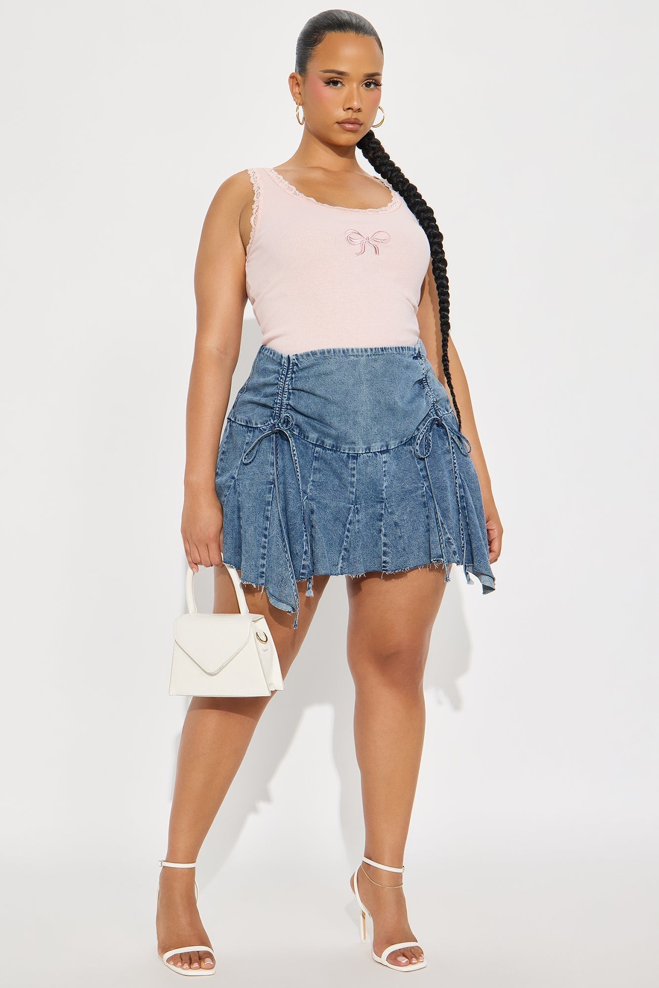 Jessica Mini Denim Handkerchief Skirt - Medium Wash
