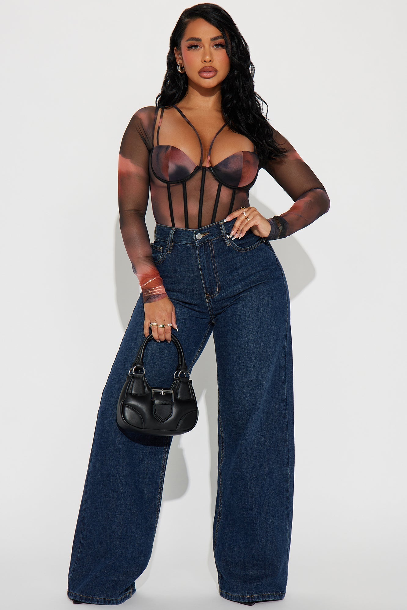 Maribelle Mesh Bodysuit - Peach/combo