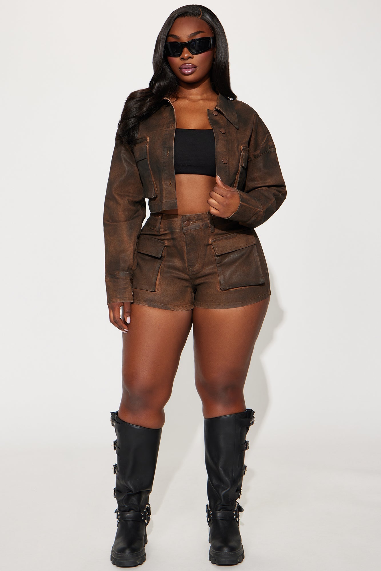 Taking Control Mid Rise Cargo Short - Chocolate