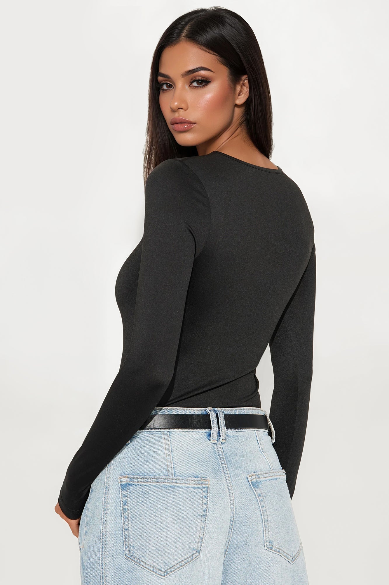 Trinity Long Sleeve Cut Out Top - Black
