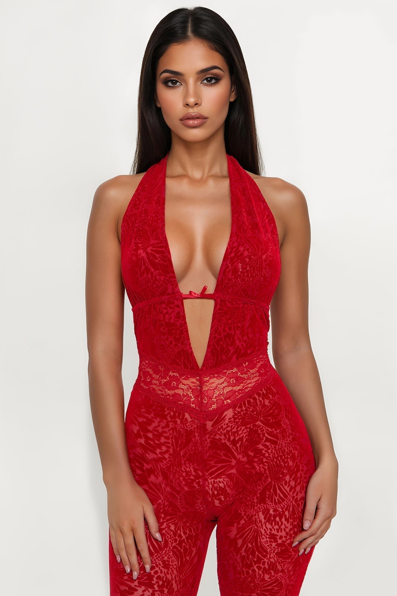 Cielo Mesh Jumpsuit - Red
