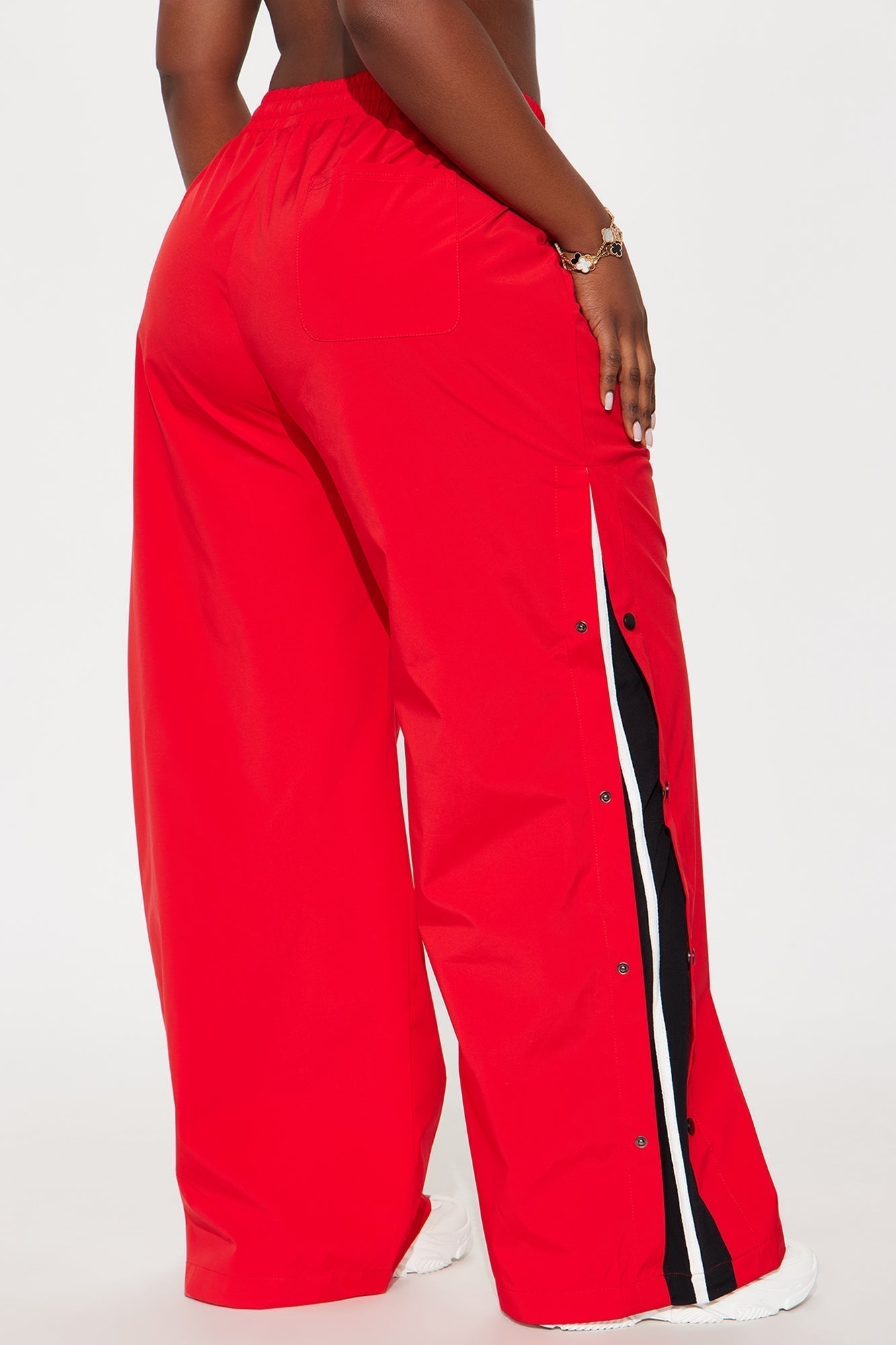 Jennie Snap Button Track Pant - Red/White
