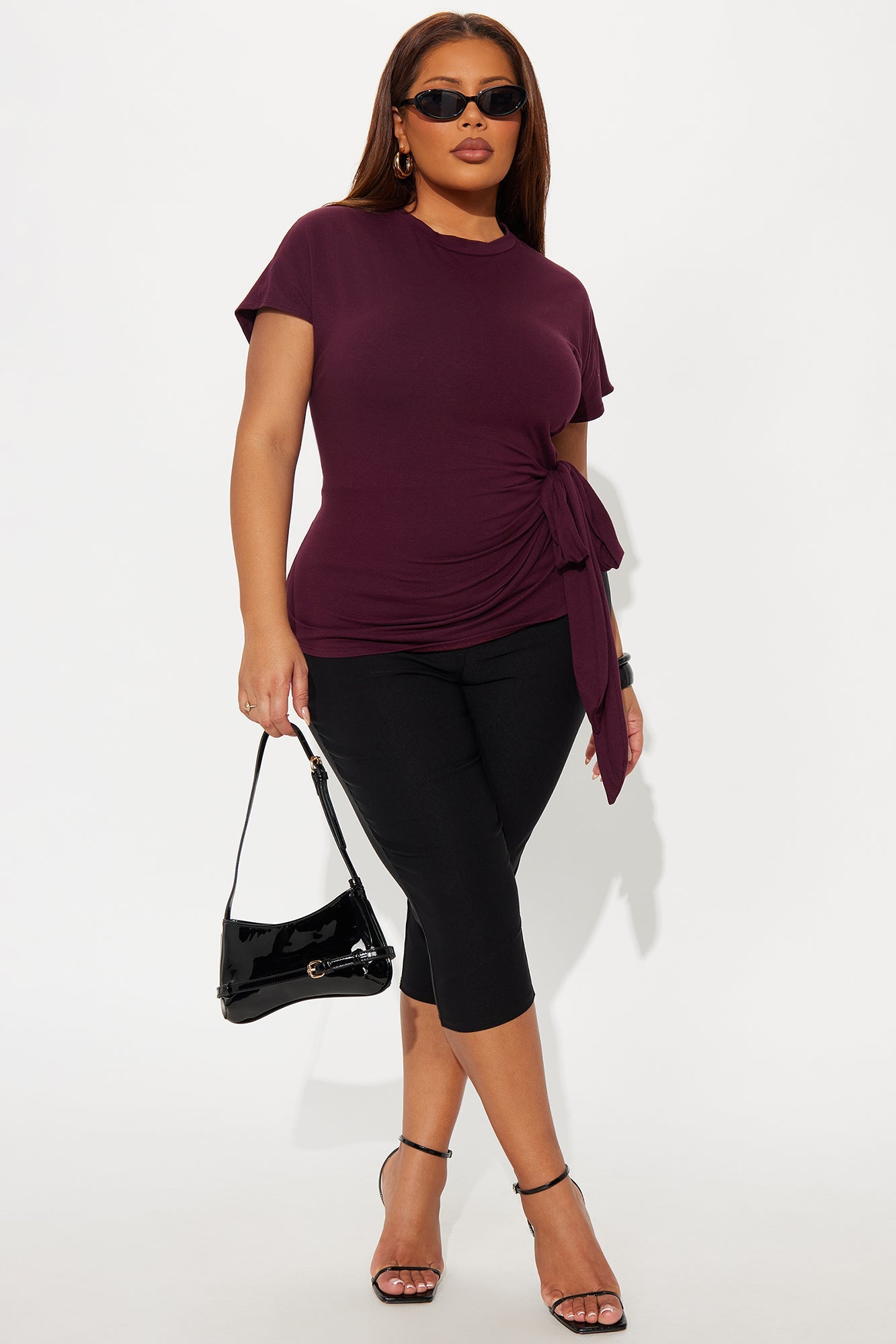 Penny Tie Waist Tshirt - Plum
