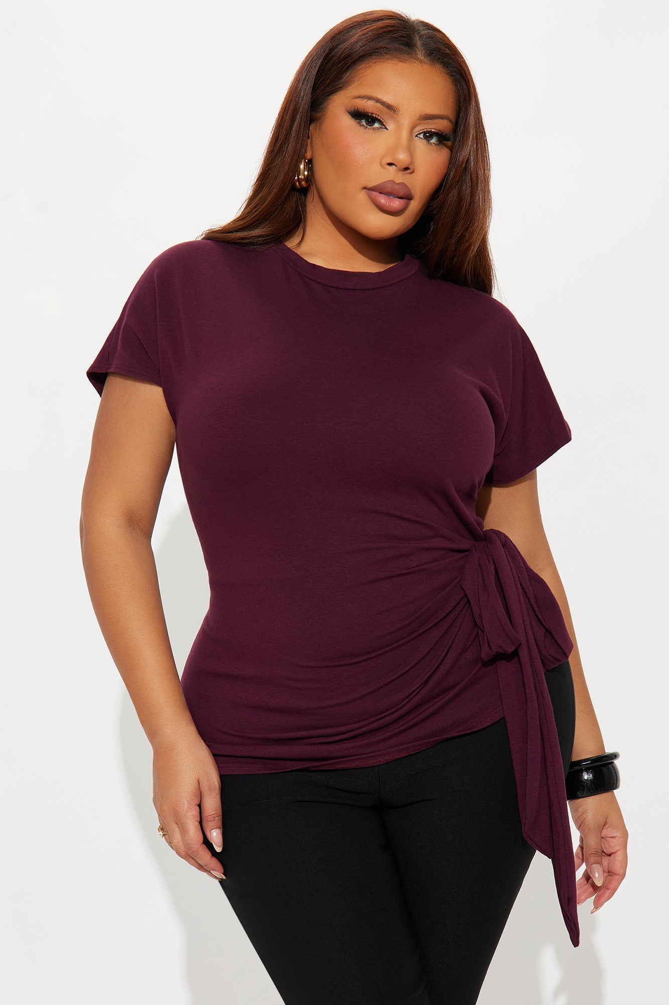 Penny Tie Waist Tshirt - Plum