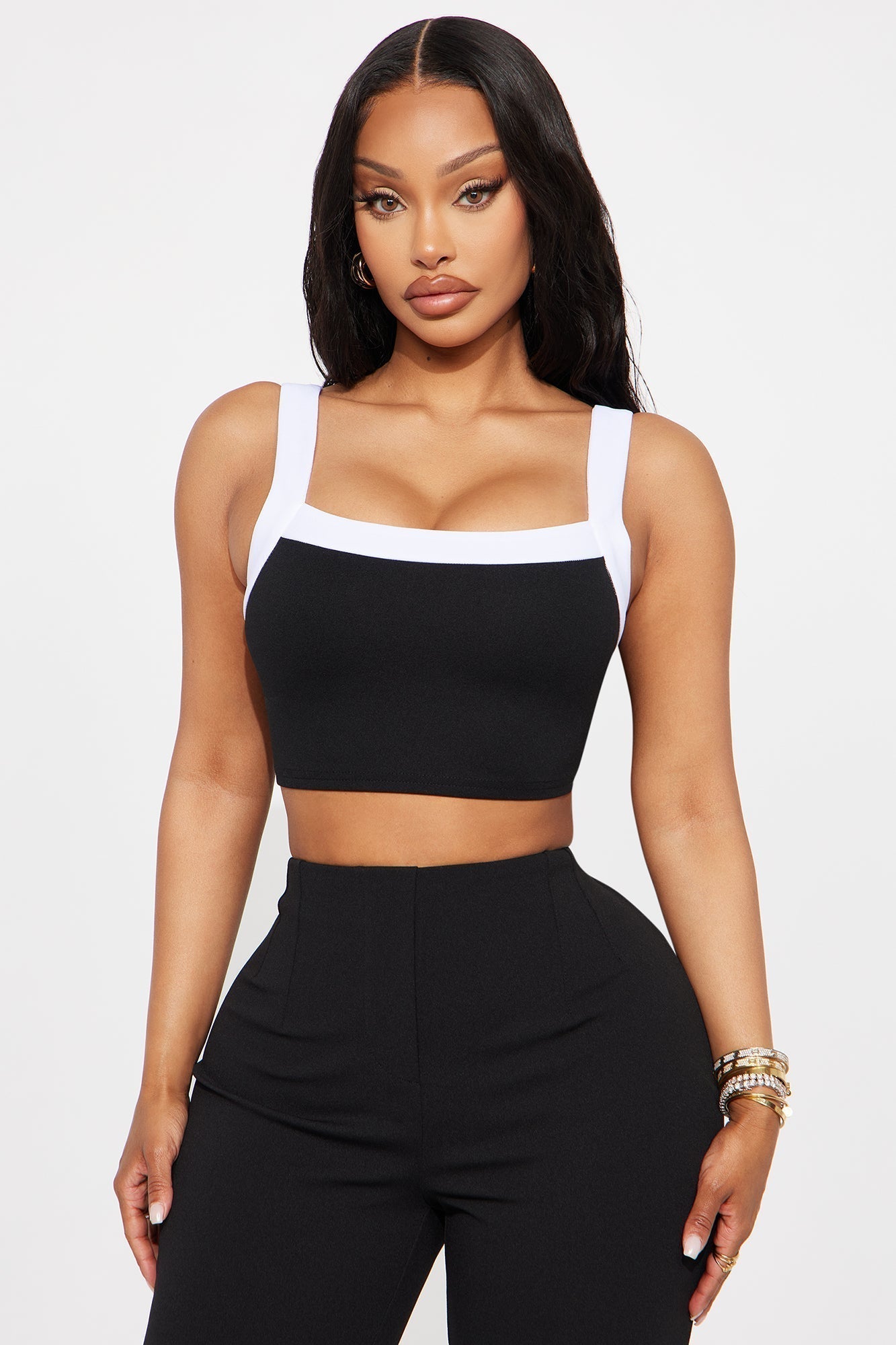Impress Me Cami Top And Cardigan 2 Piece Set - Black/White