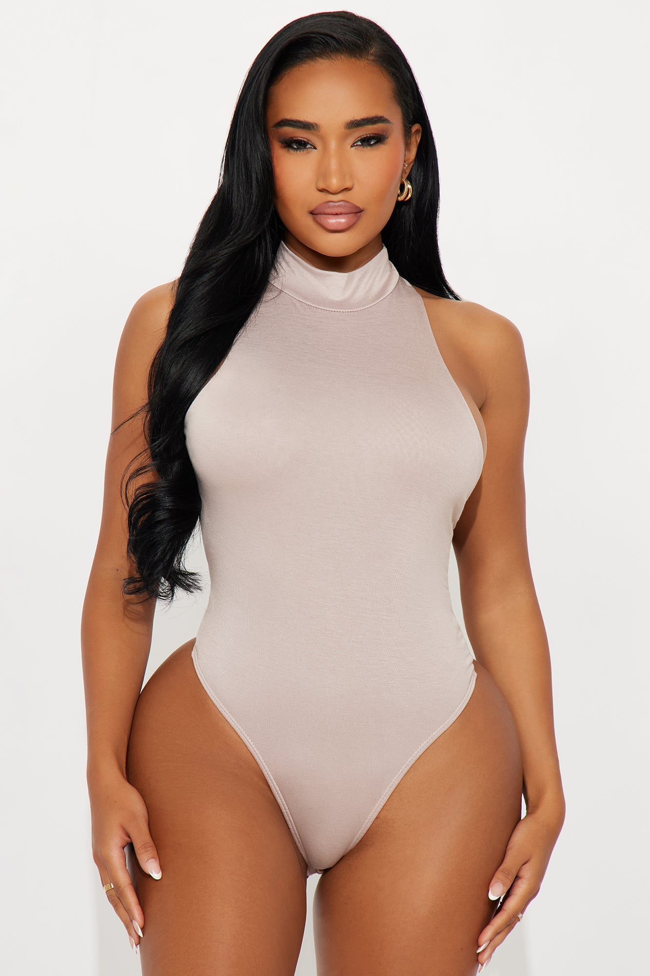 Honor Backless Mock Neck Bodysuit - Stone
