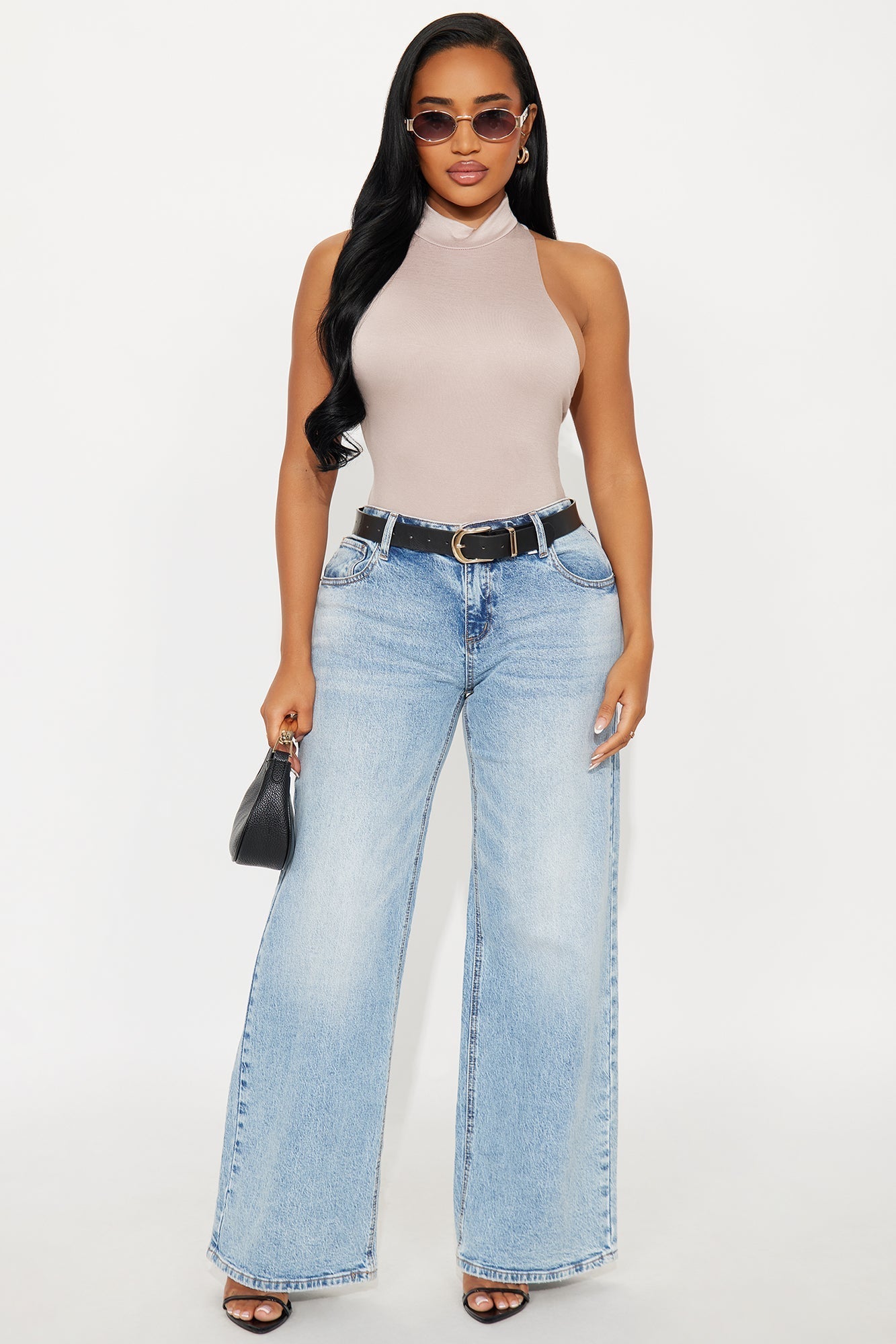 Honor Backless Mock Neck Bodysuit - Stone