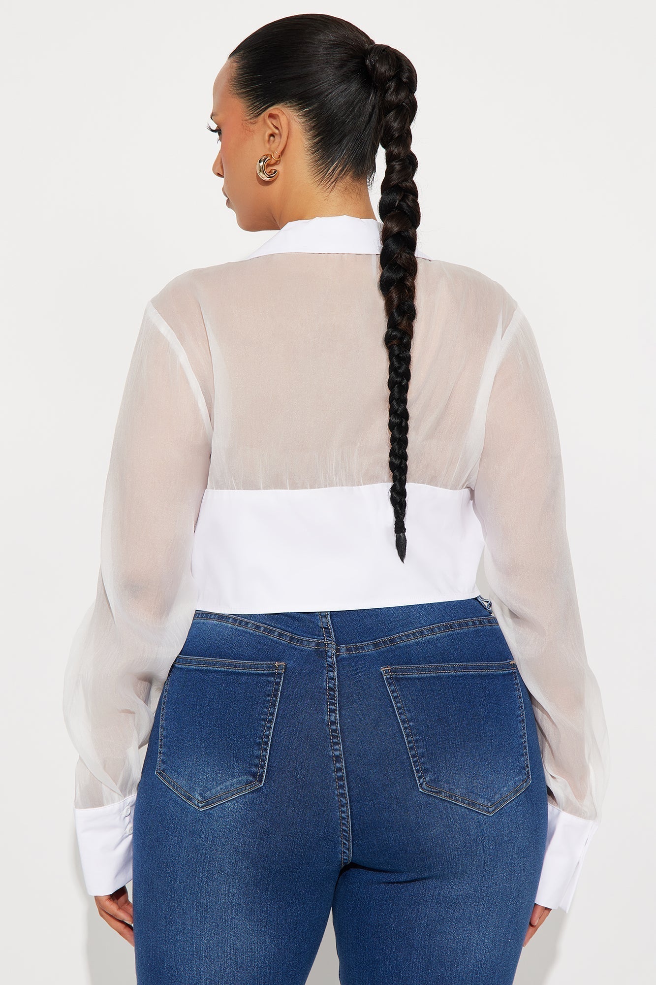 Dion Contrast Chiffon Blouse - White