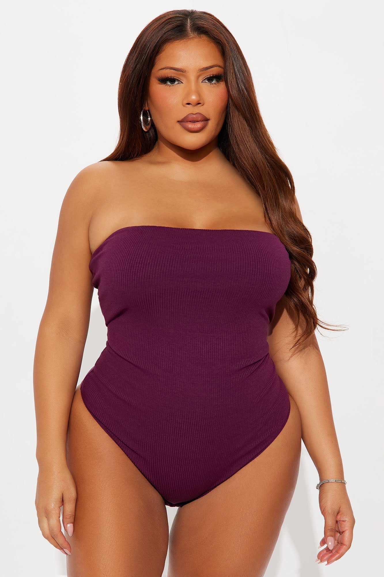 Demi Double Lined Tube Bodysuit - Plum