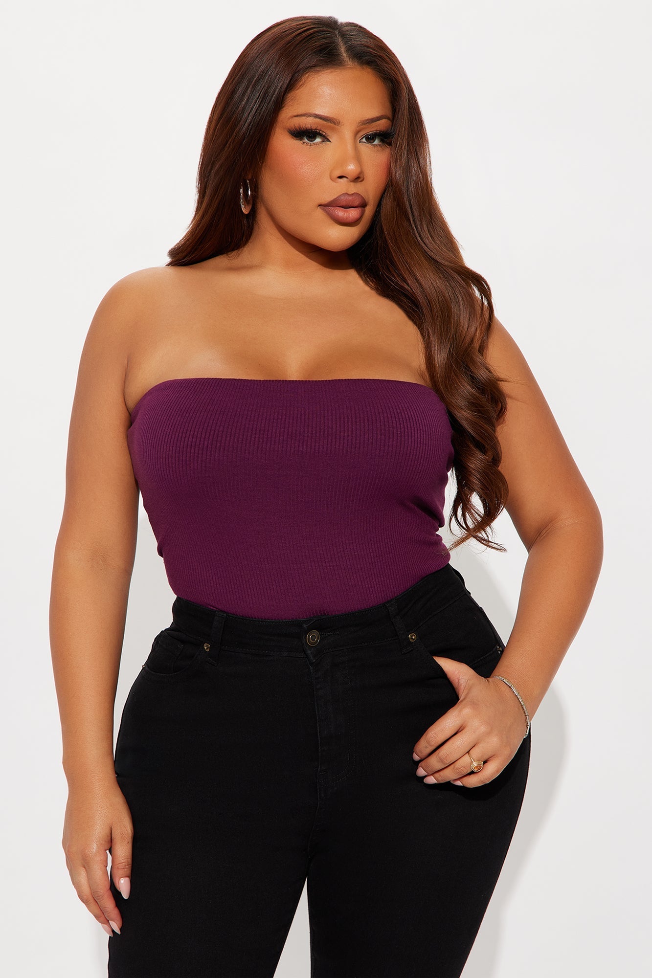 Demi Double Lined Tube Bodysuit - Plum