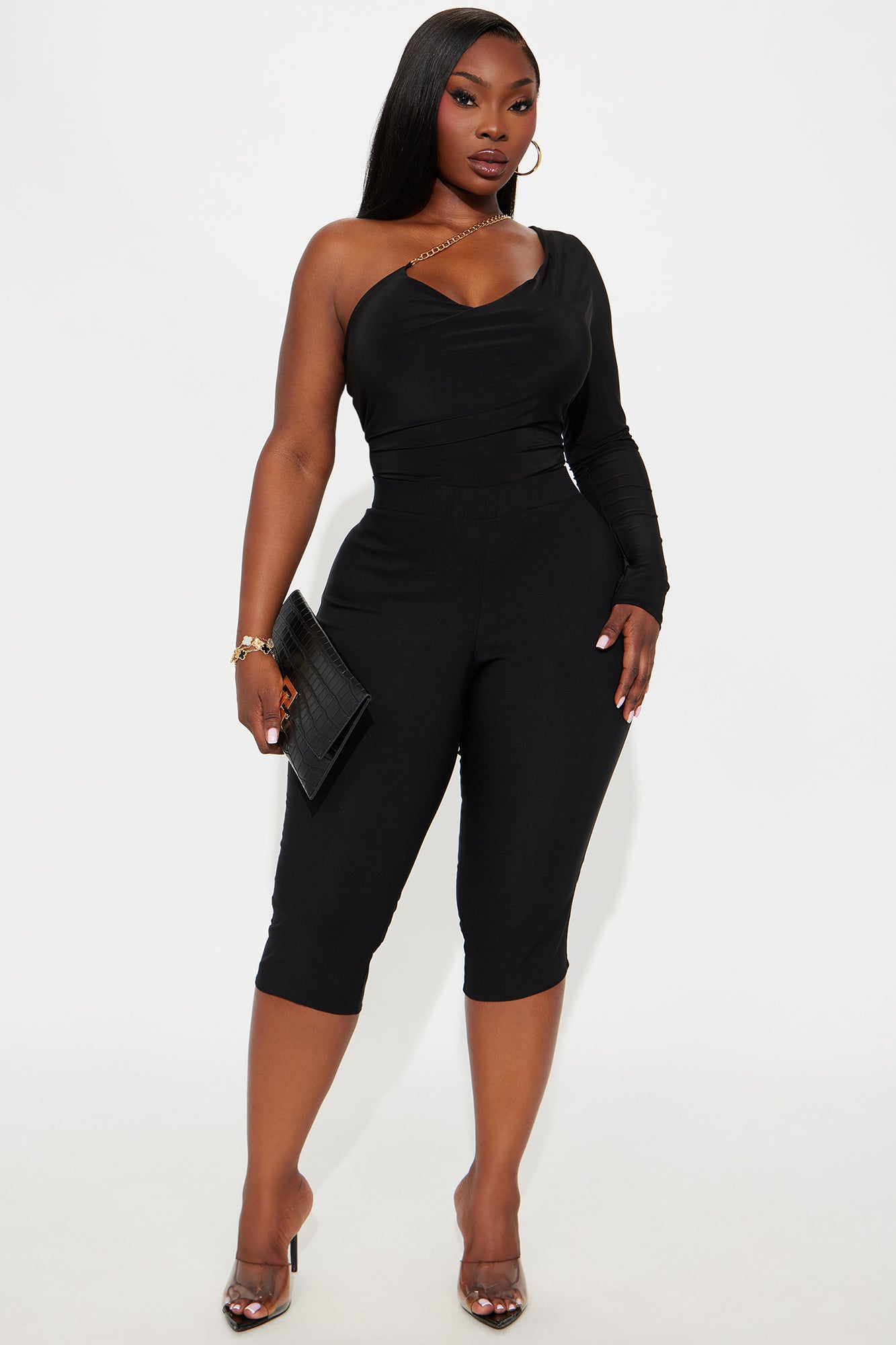 Nothing To Lose One Shoulder Bodysuit - Black
