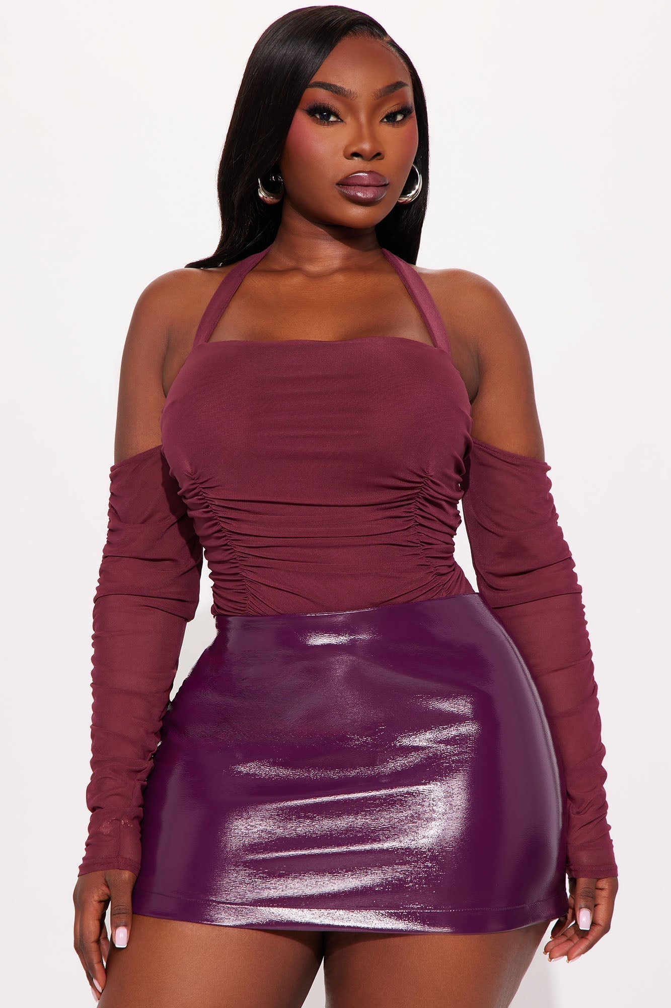 Replacing You Mesh Bodysuit - Wine