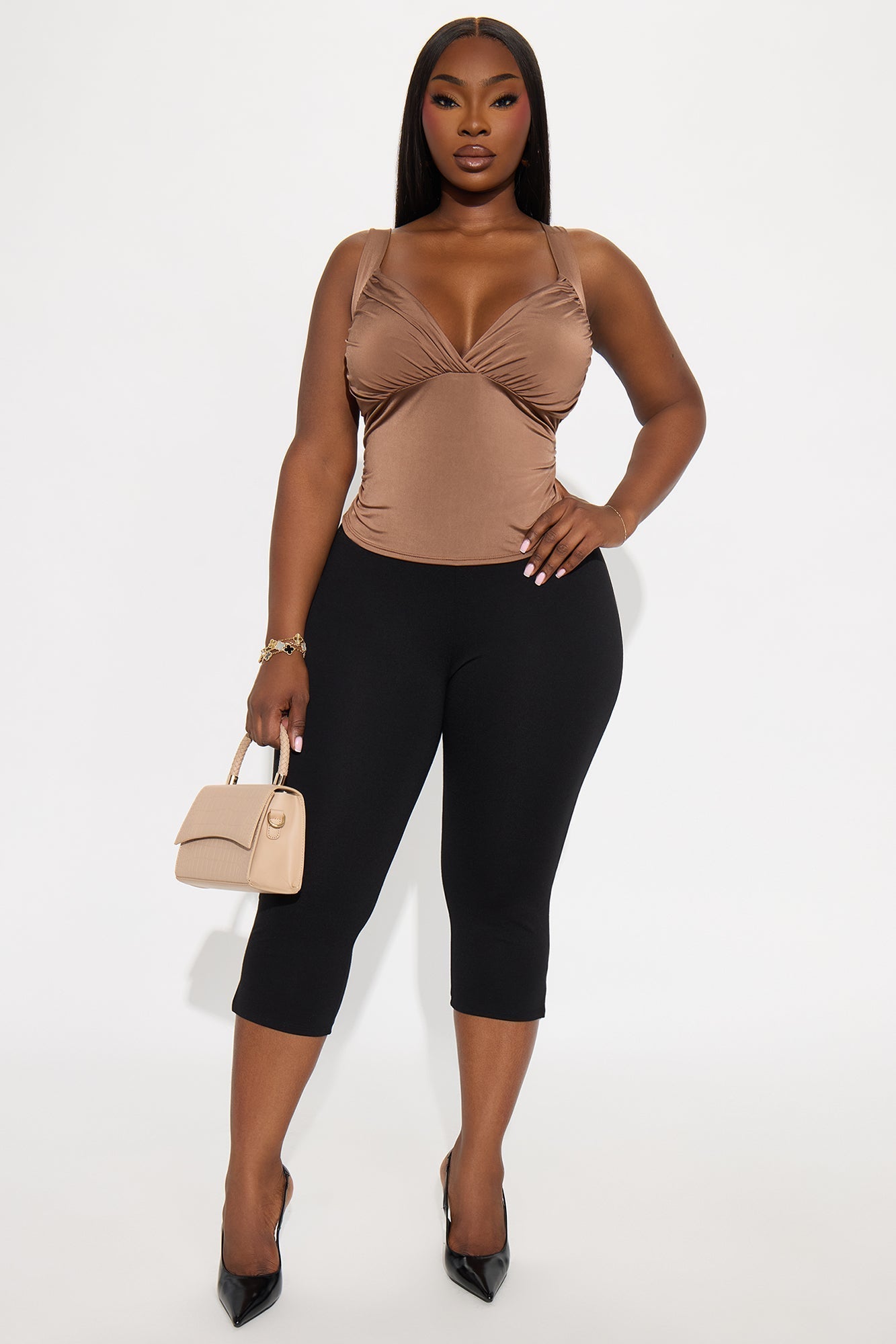 Go For It Ruched Top - Chocolate