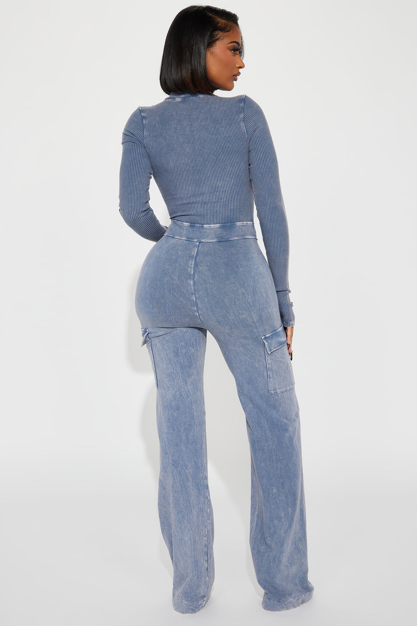 Caught Up With You Ribbed Jumpsuit - Blue