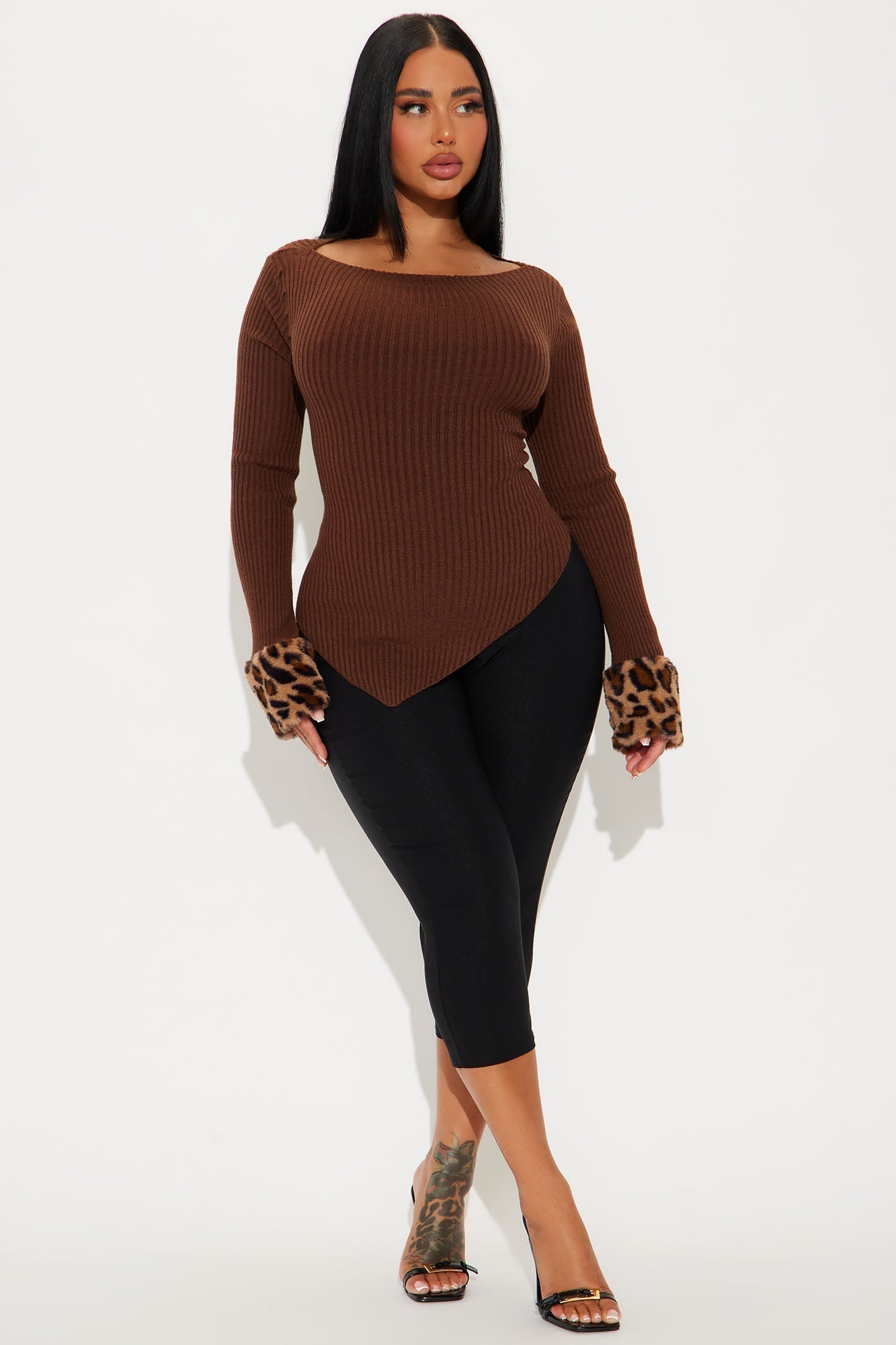 Simple But Chic Faux Fur Sweater - Brown/combo
