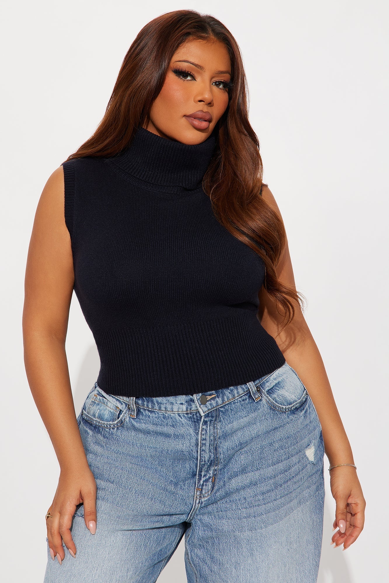 She's Heartless Turtle Neck Sweater - Black