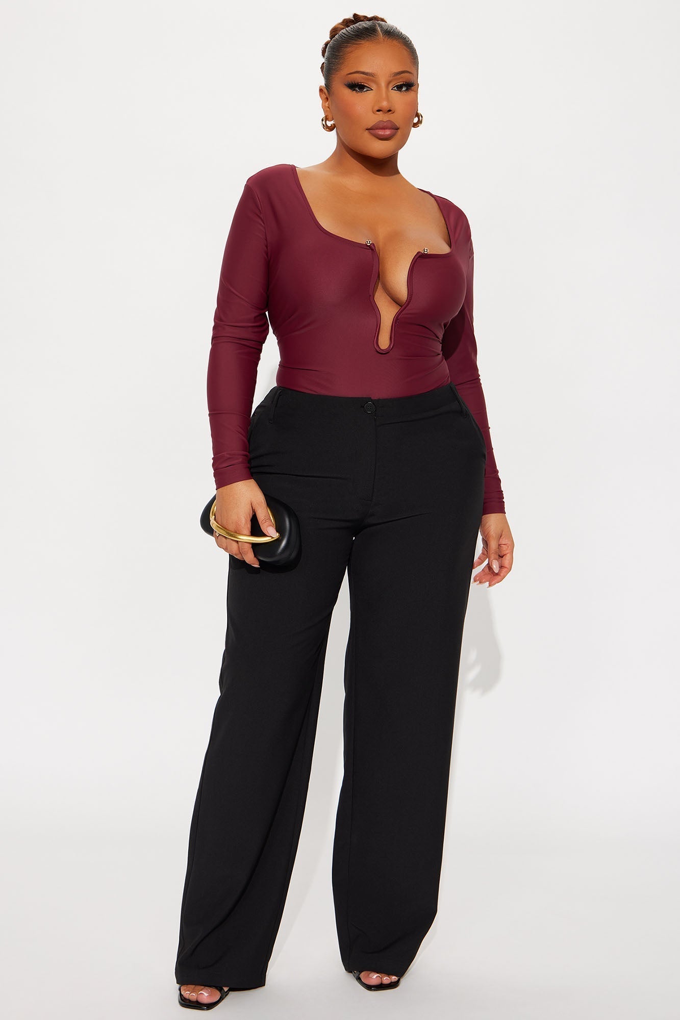 Intermission Long Sleeve Bodysuit - Burgundy