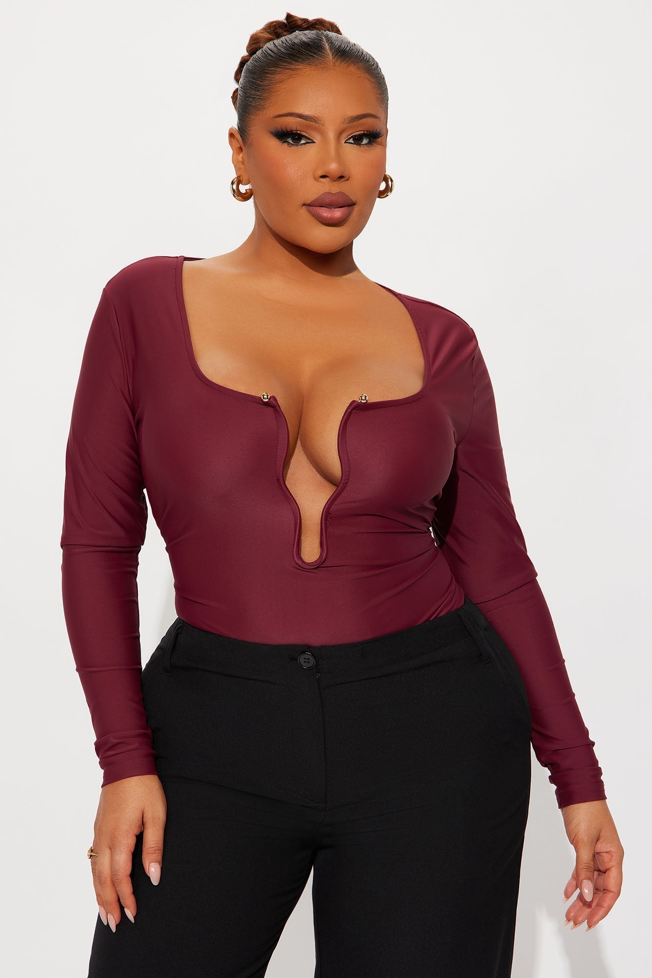 Intermission Long Sleeve Bodysuit - Burgundy