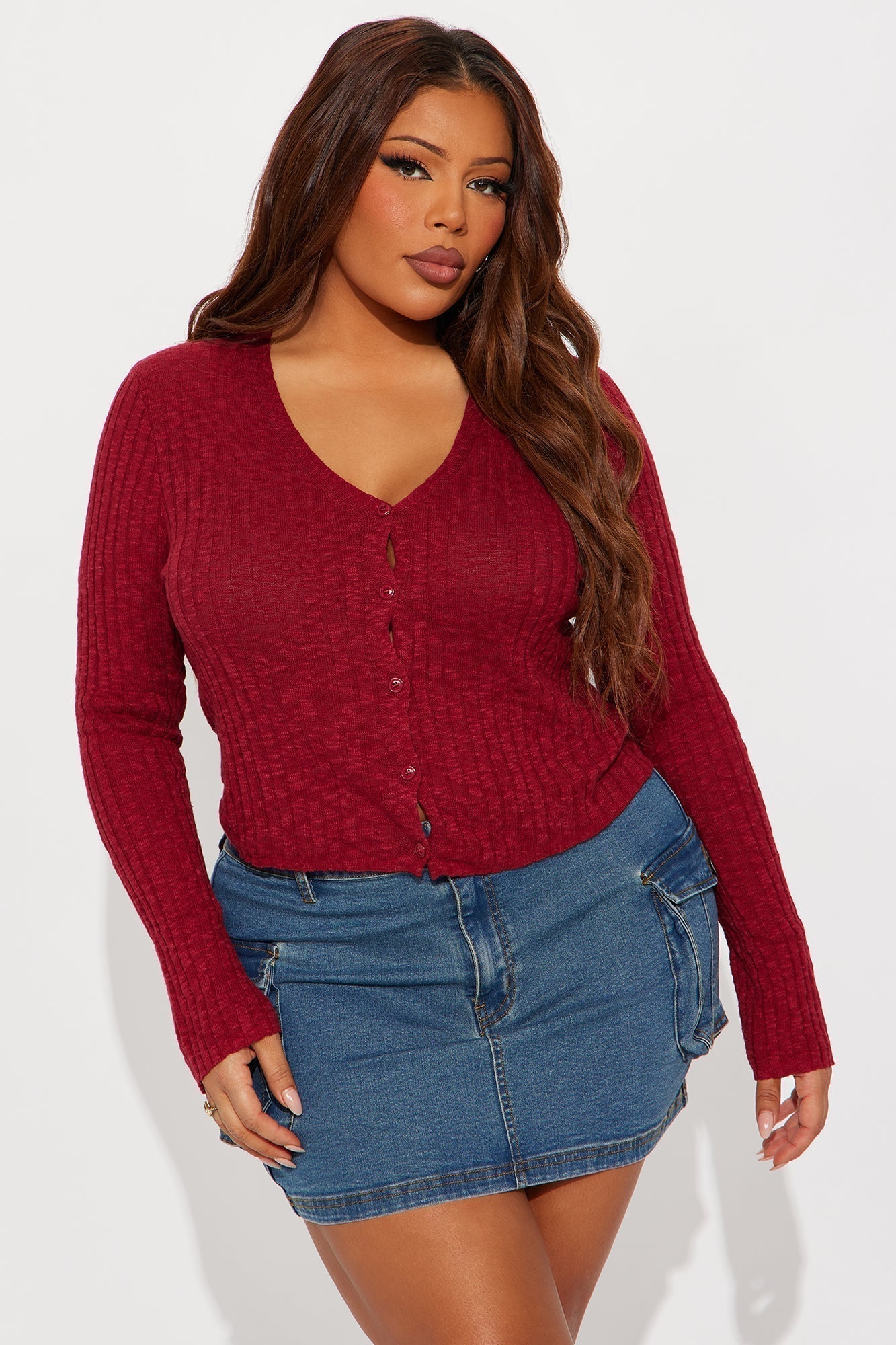 The Joanna Cardigan Top - Red