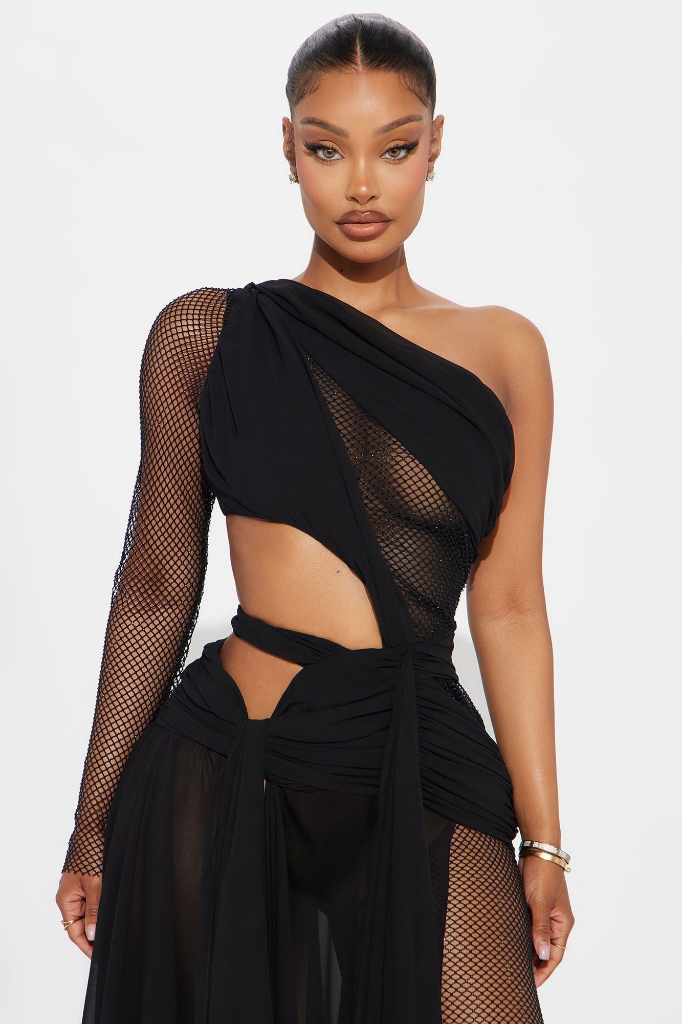 Harper Draped Maxi Dress - Black