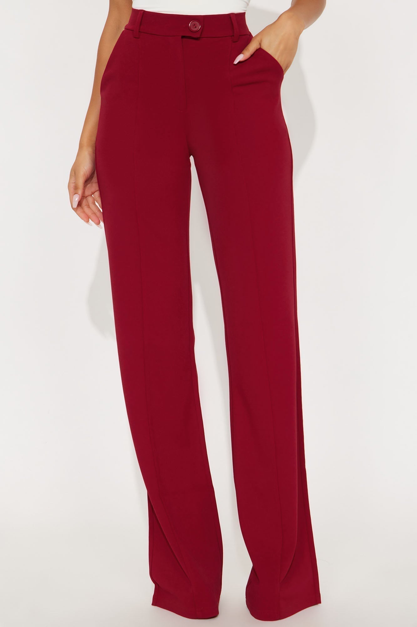 Tall Heidi Wide Leg Trouser Pant - DarkRed