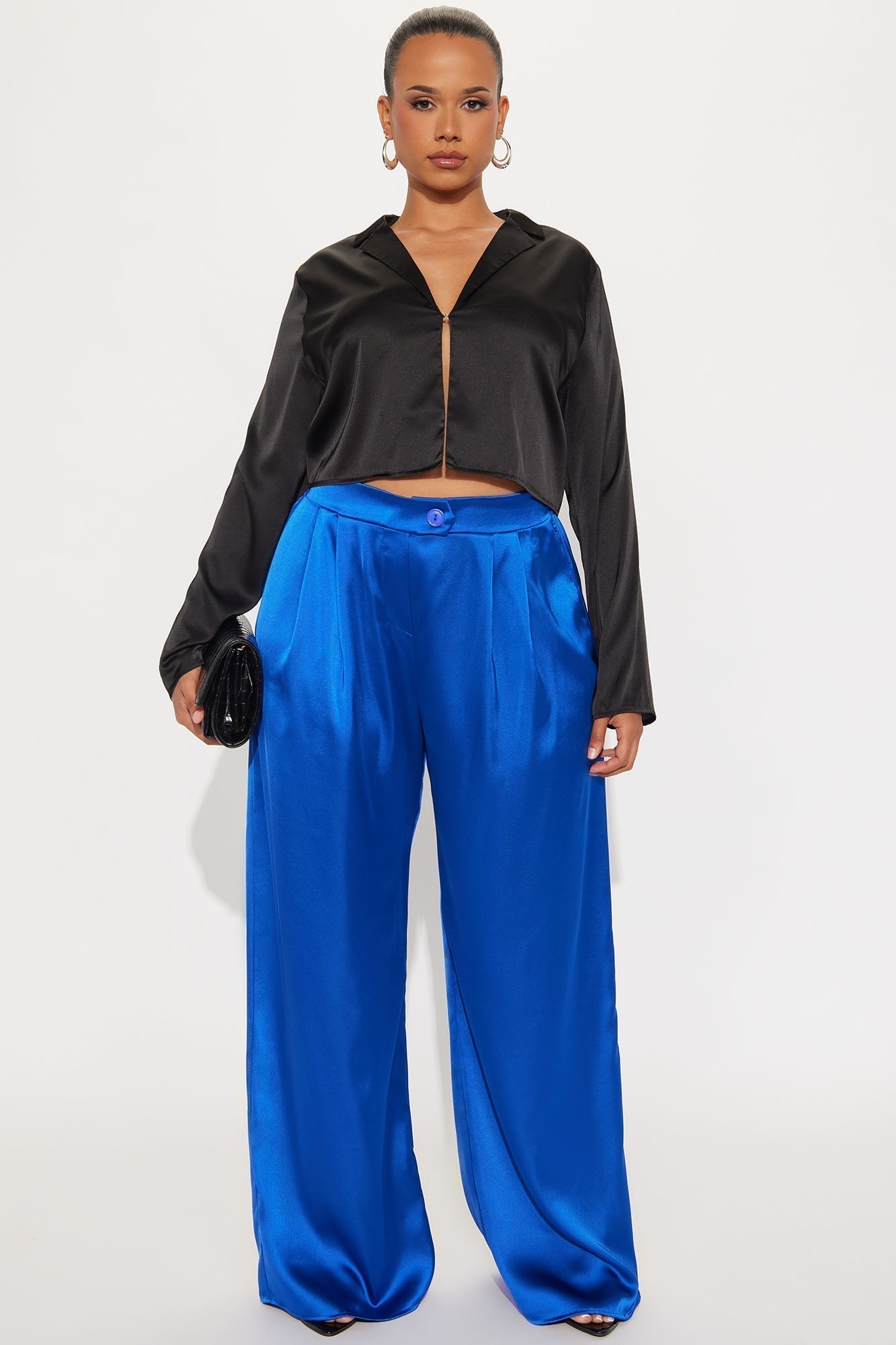 Tone It Down Satin Trouser - Royal