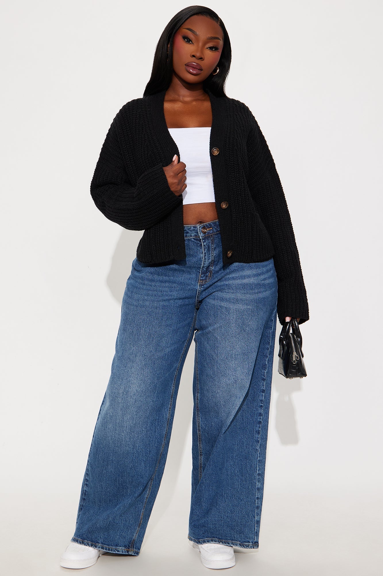 Fill Me In Chunky Knit Cardigan - Black