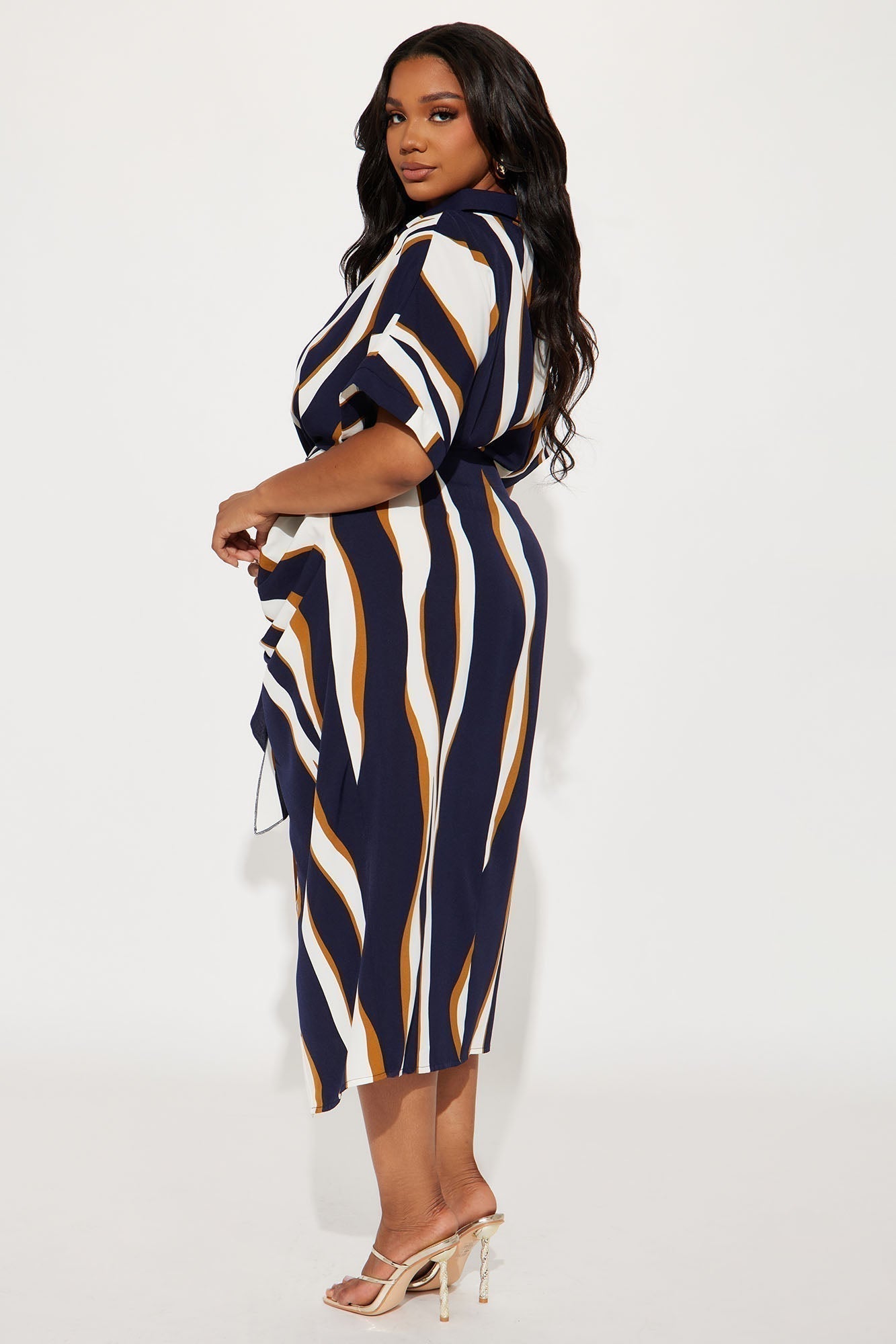 Laurie Button Down Midi Dress - Navy/combo