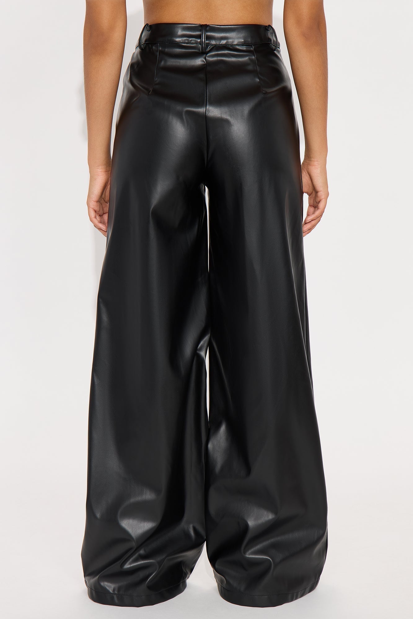 Just For Now Faux Leather Wide Leg Pant 33 - Black