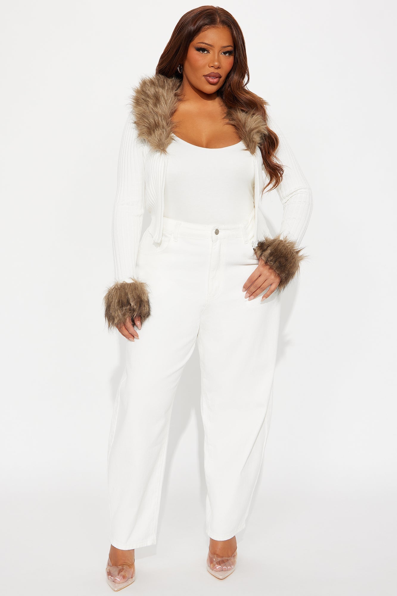 Furever Feeling Faux Fur Cardigan - White/combo