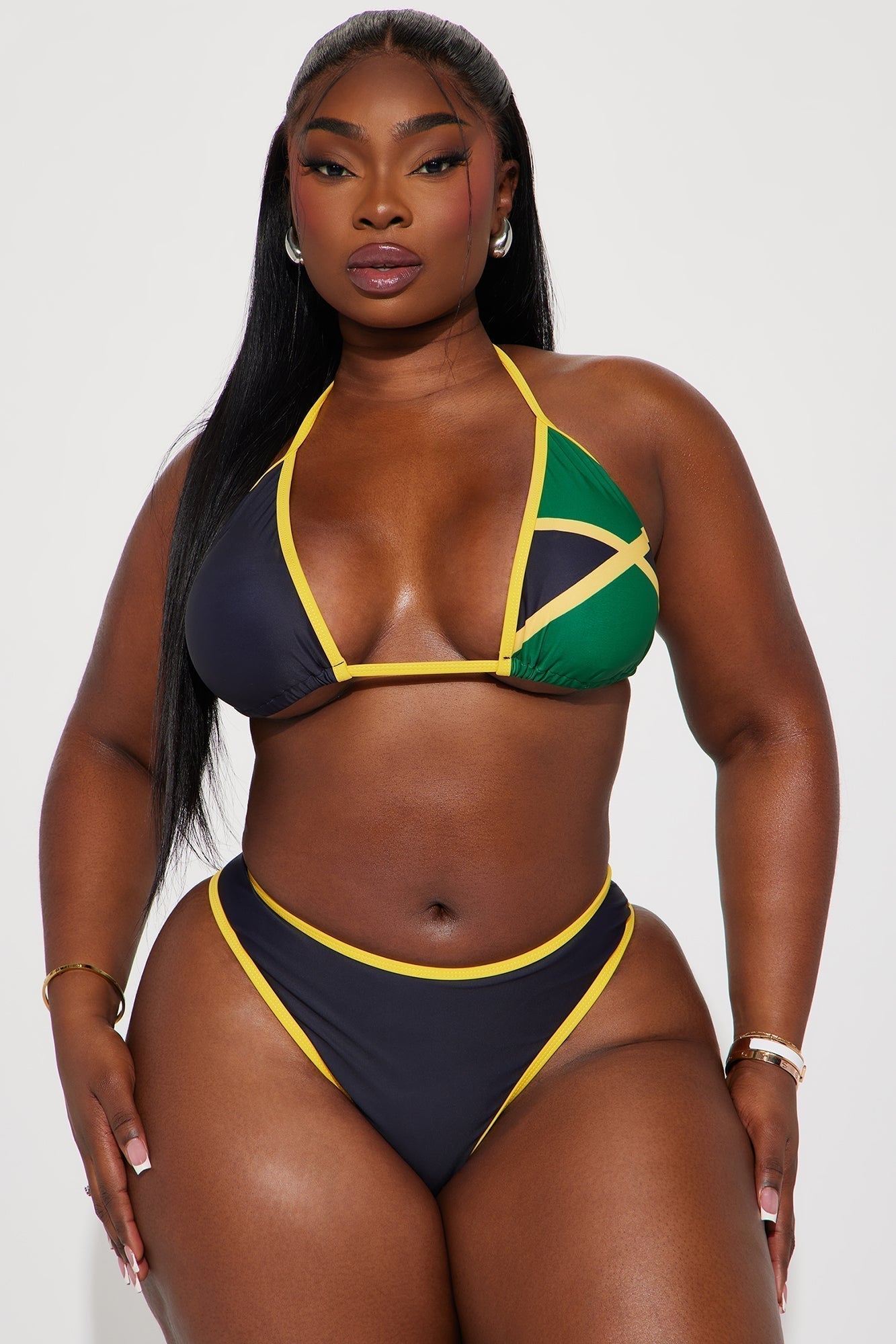 Jamaica Getaway 3 Piece Bikini Set - Black/combo