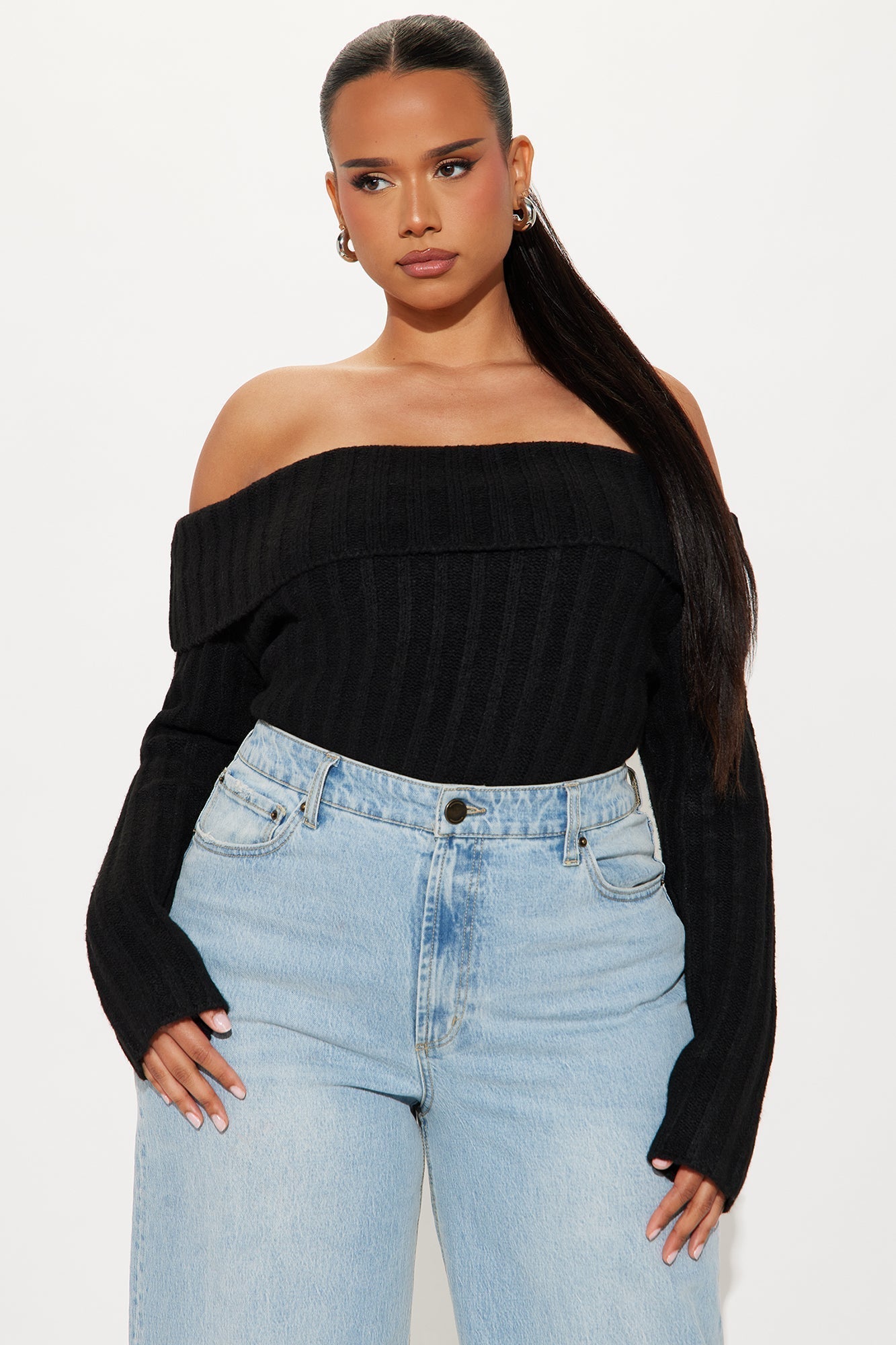 Mid City Off Shoulder Sweater - Black