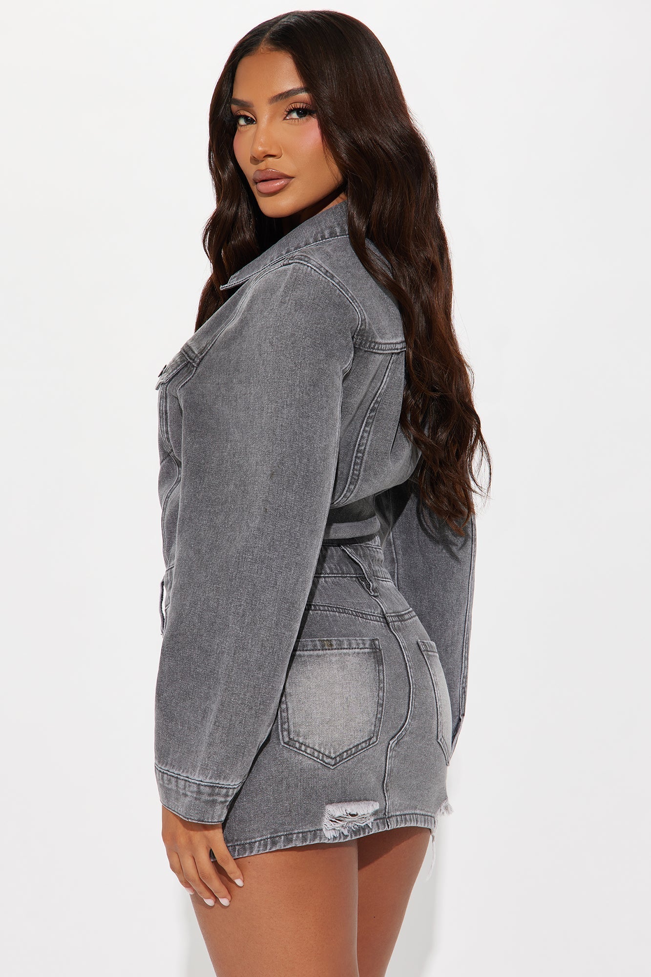Adriana Denim Mini Dress - Black Wash