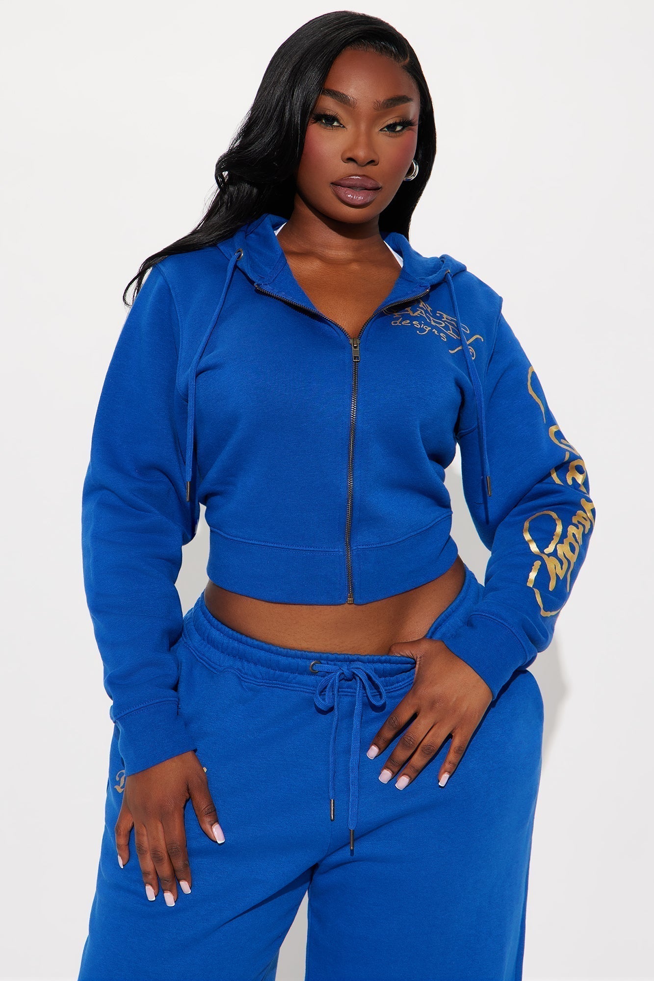Tiger Lotus Ed Hardy Zip Front Hoodie - CobaltBlue