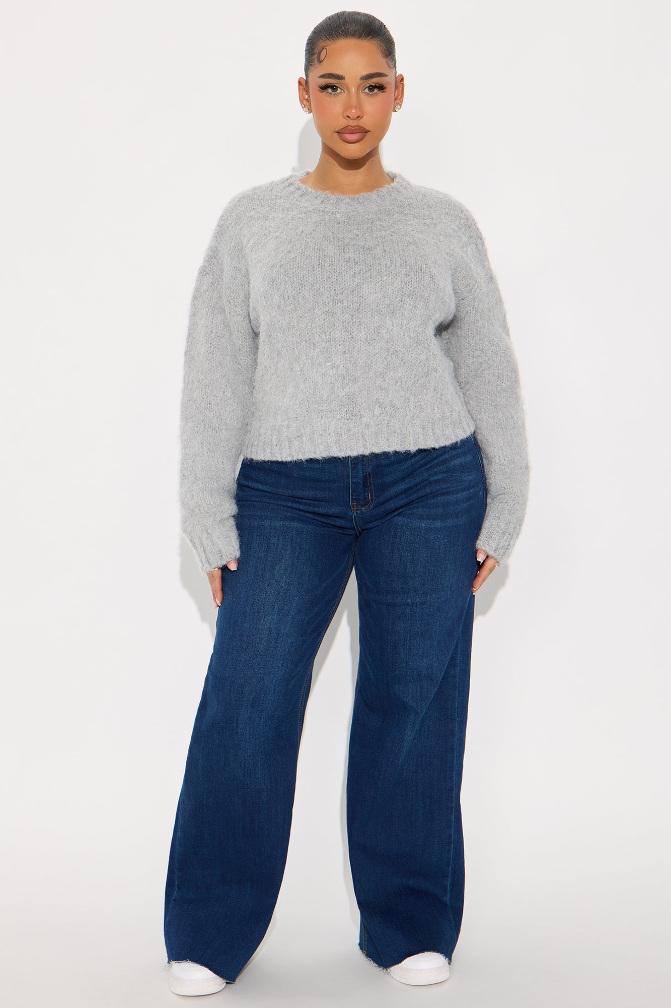 Stepping Out Fuzzy Sweater - Grey
