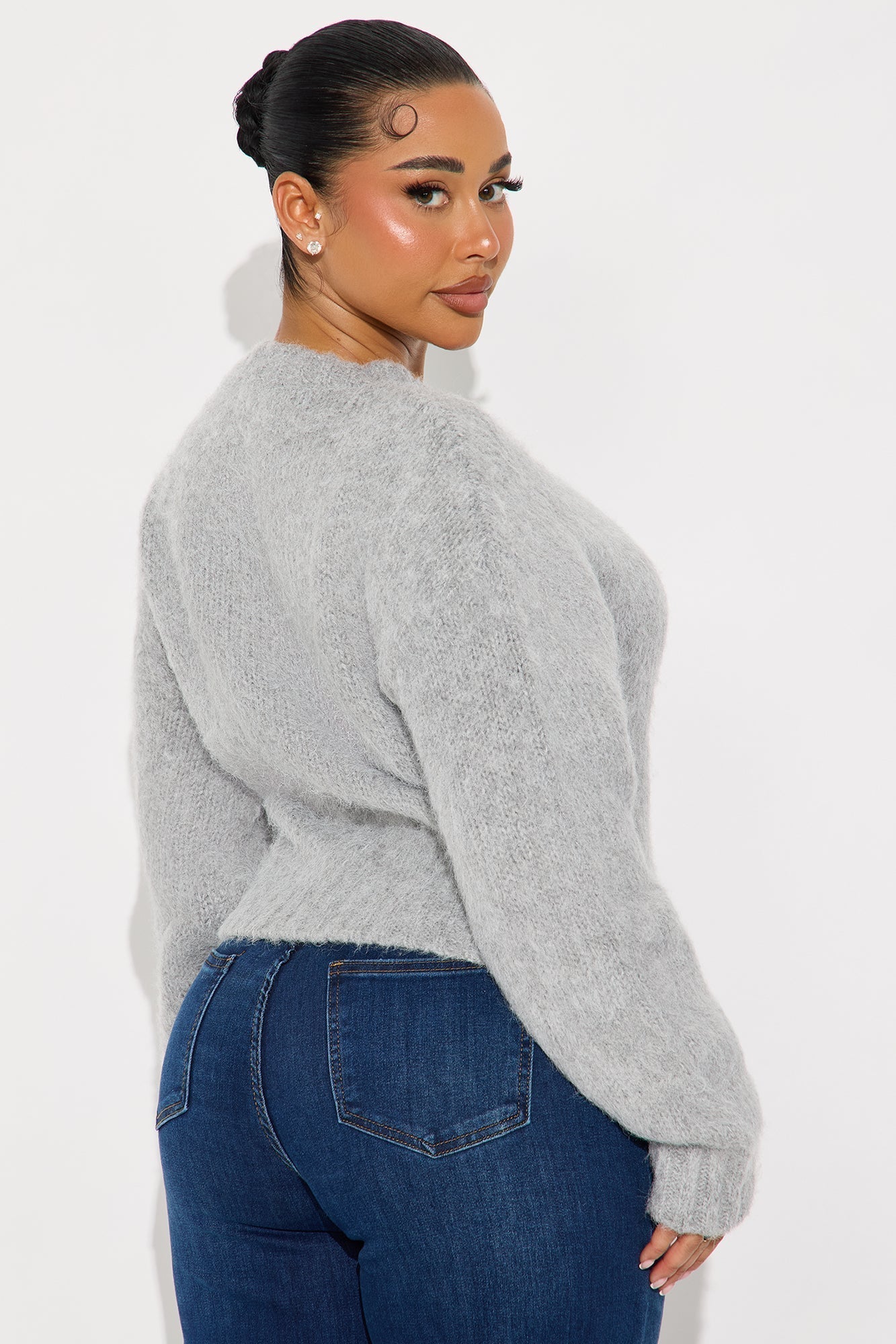 Stepping Out Fuzzy Sweater - Grey