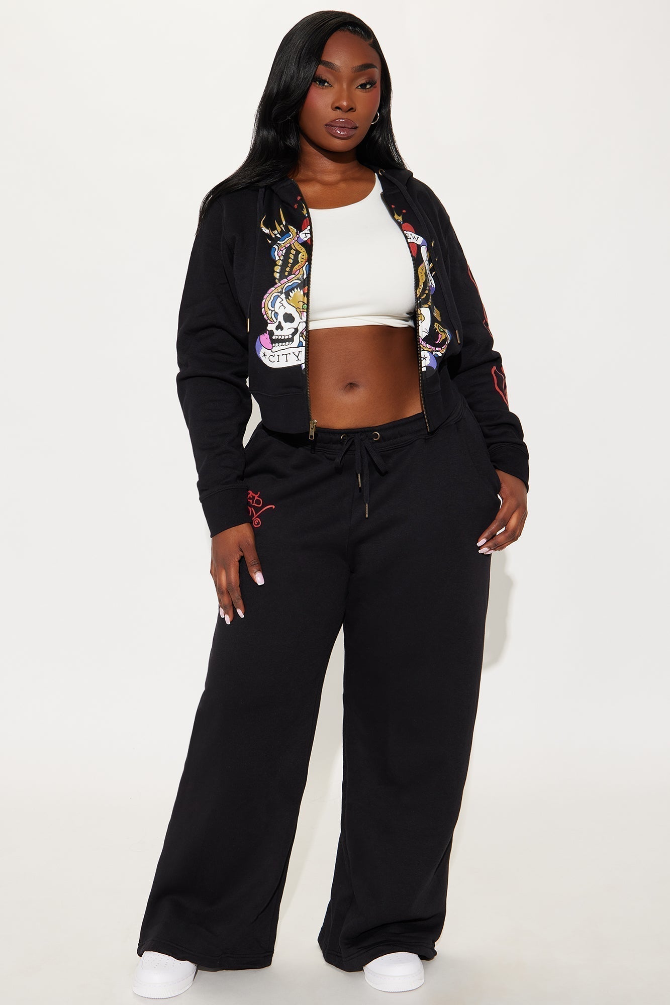 Ed Hardy NYC Zip Front Hoodie - Black
