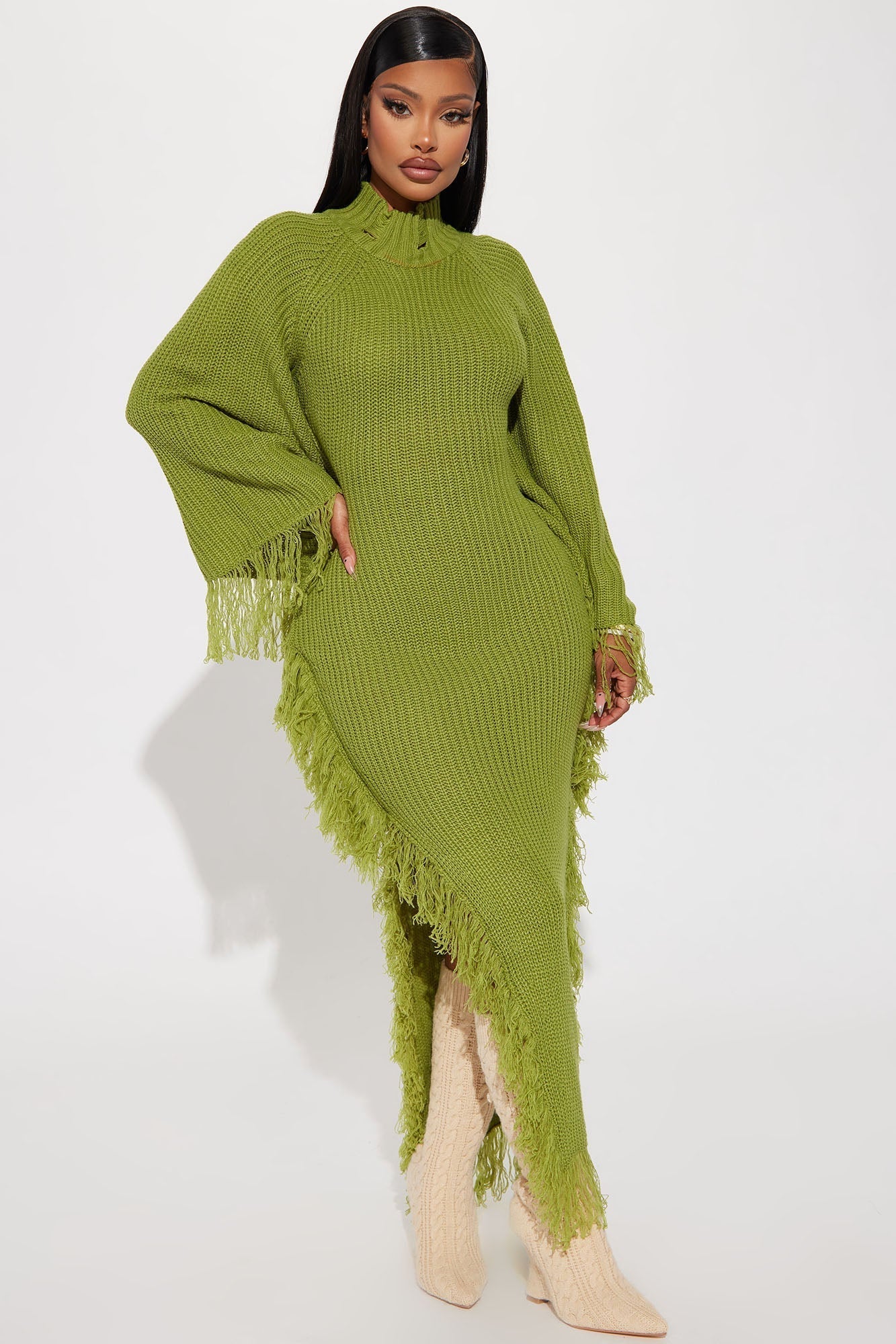 Venae Sweater Maxi Dress - Chartreuse
