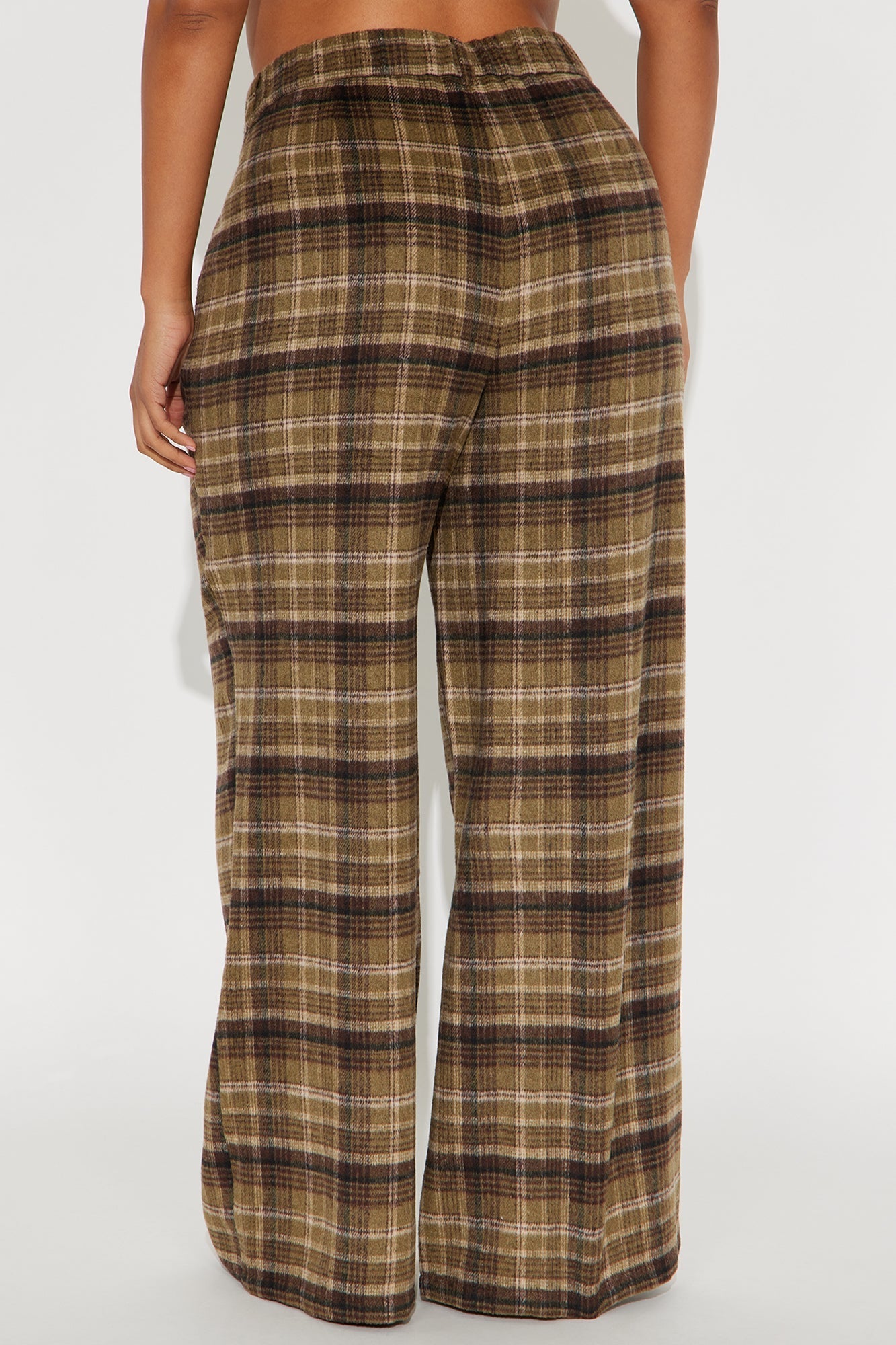 Out Your League Plaid Wide Leg Pant 33″ - Brown/combo