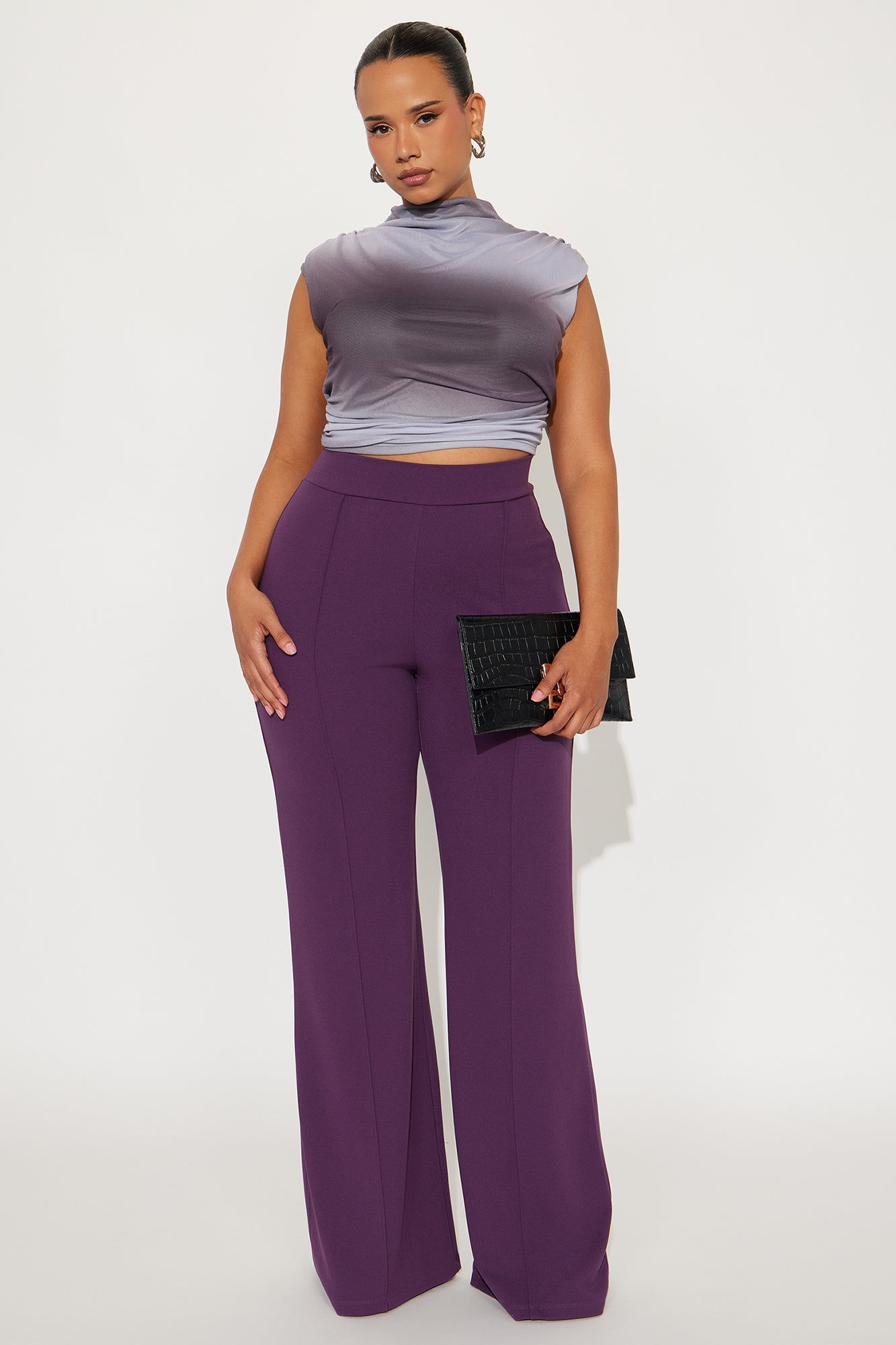 Tall Victoria High Waisted Dress Pants - Plum