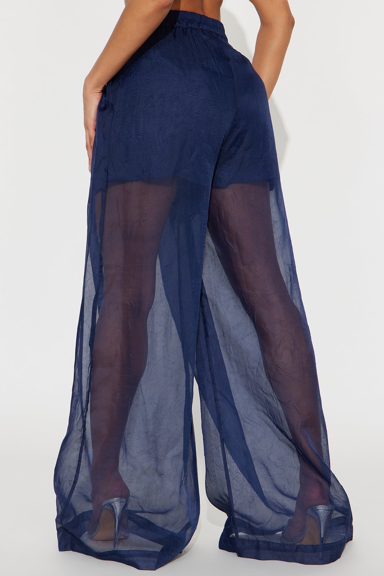Hollie Wide Leg Organza Pant - Navy