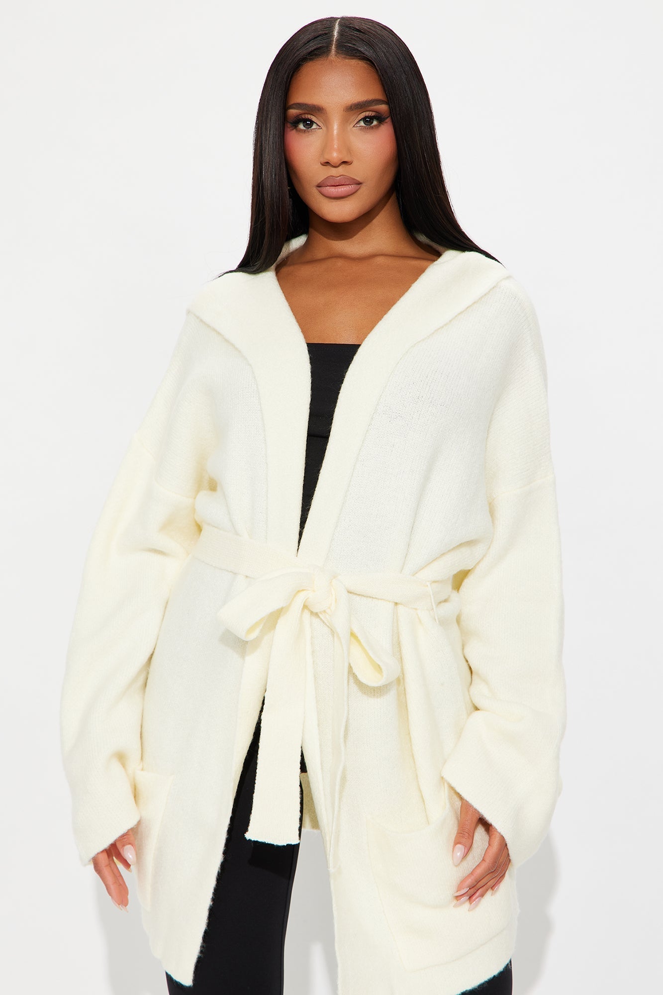 Rayne Hooded Belted Cardigan - Ivory