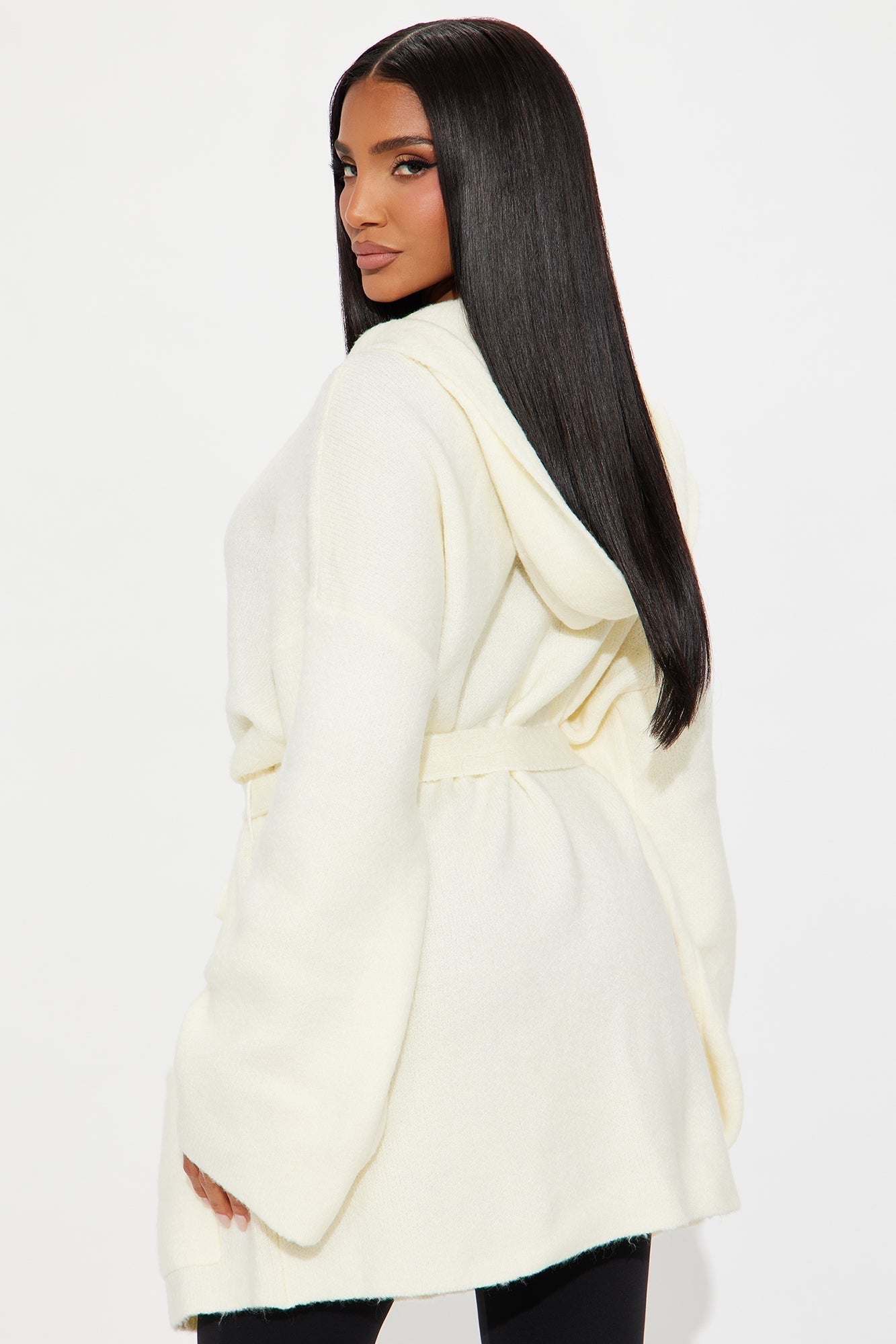 Rayne Hooded Belted Cardigan - Ivory