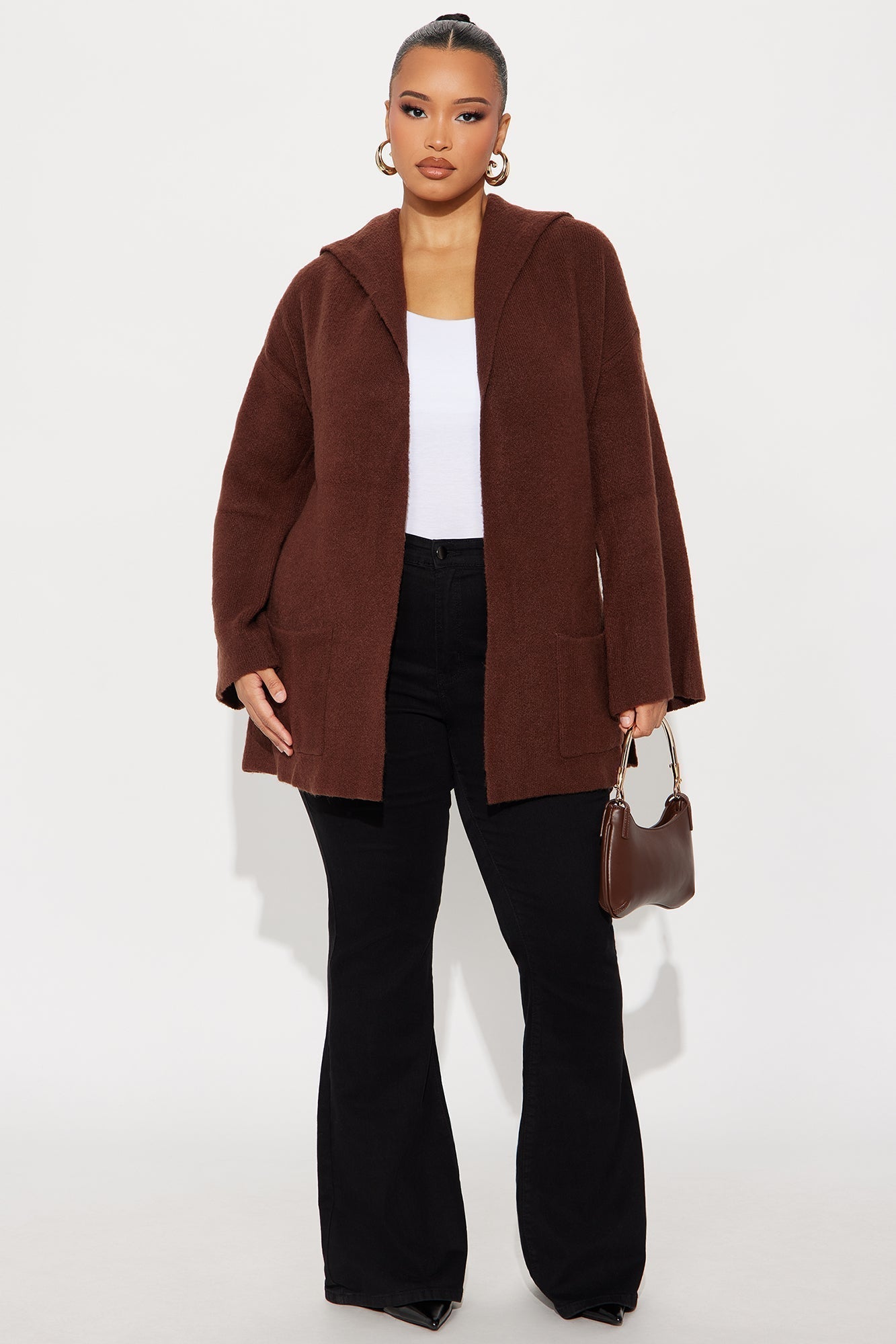 Rayne Hooded Belted Cardigan - Brown
