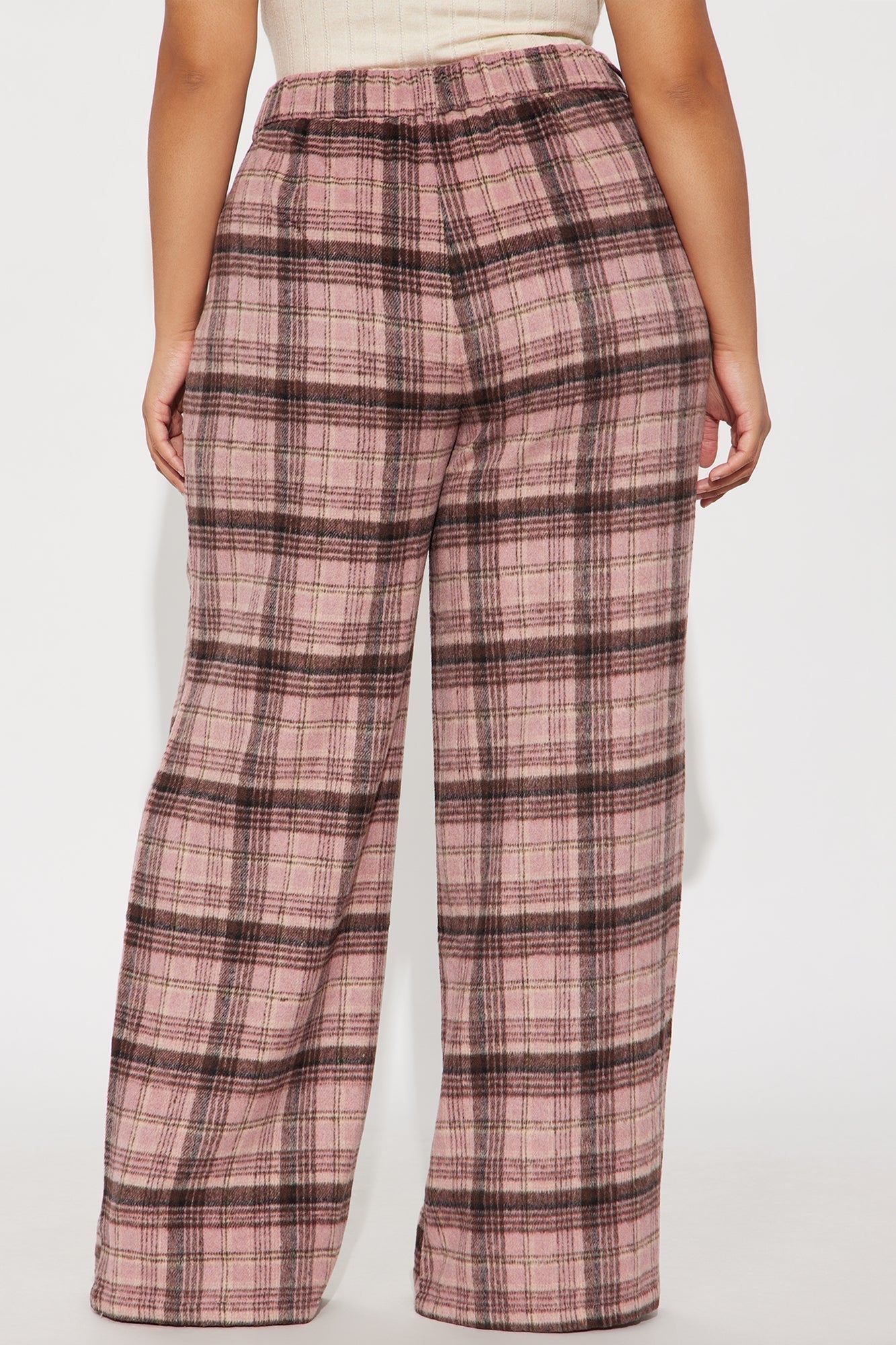 Out Your League Plaid Wide Leg Pant 33″ - Pink/combo