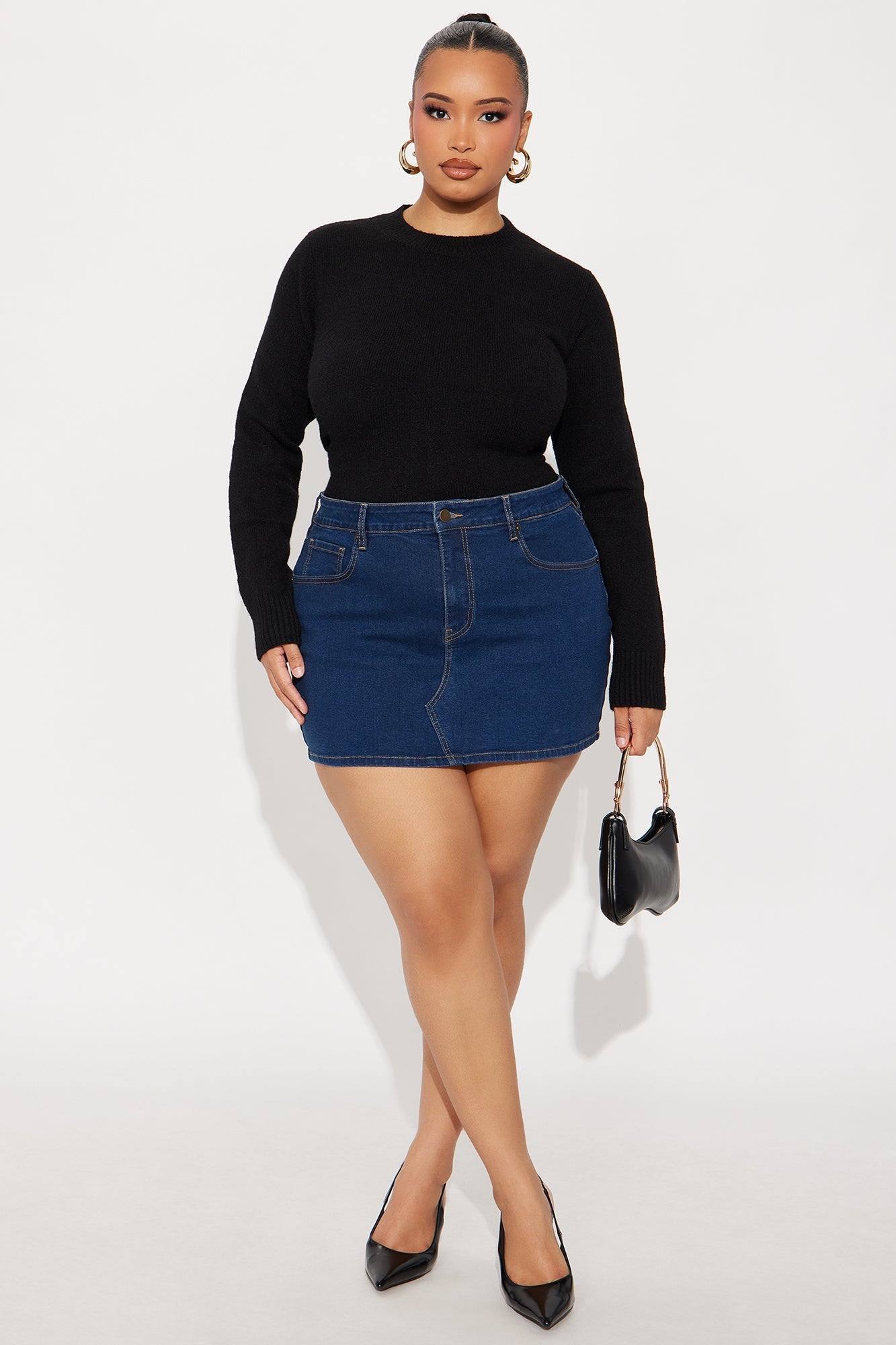 Raven Denim Rinse Wash Mini Skirt - Rinse Blue Wash